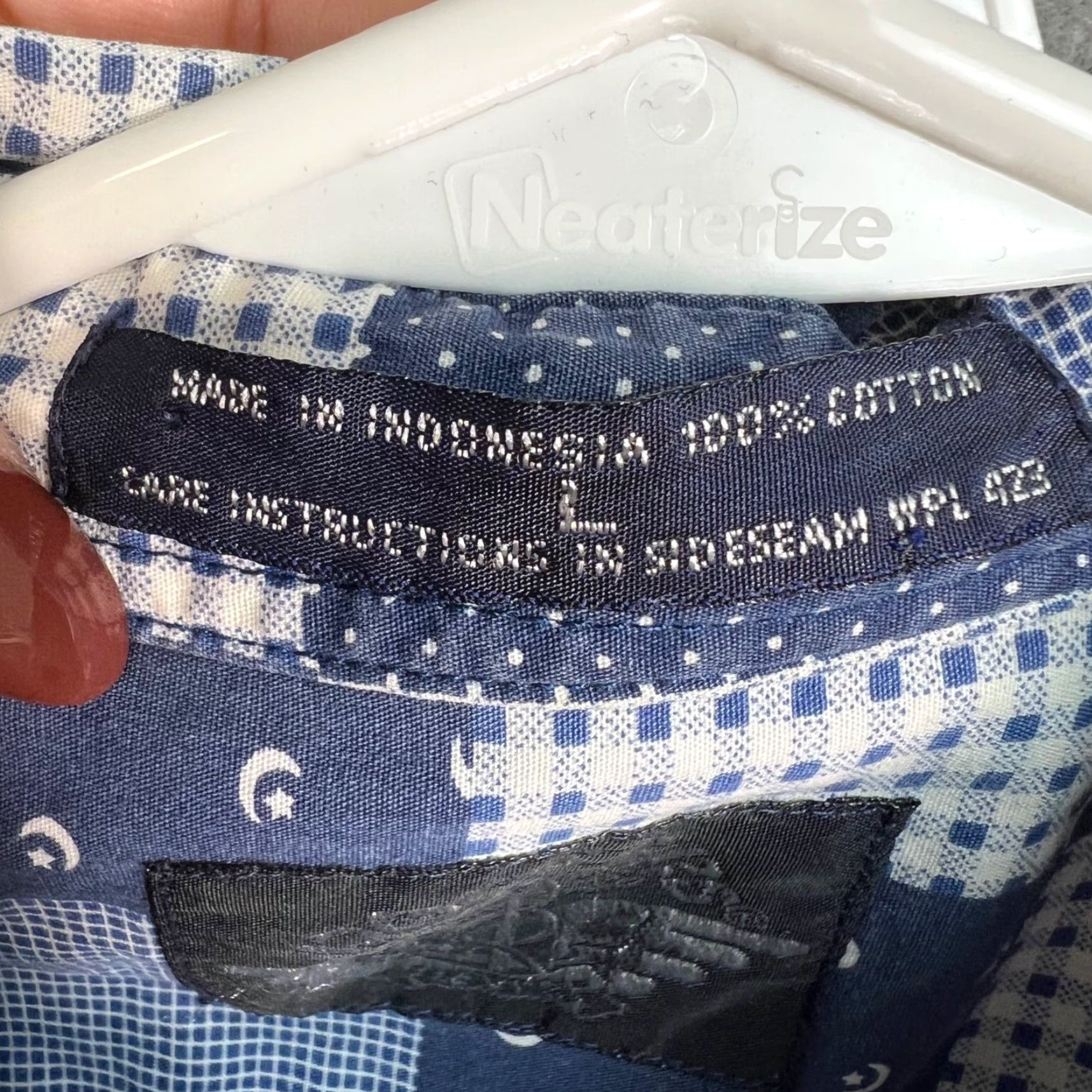 Dockers DOCKERS Mens Large Blue Patchwork Short Sleeve Button-Down Shirt 100% Cotton Size US L / EU 52-54 / 3 - 3 Thumbnail