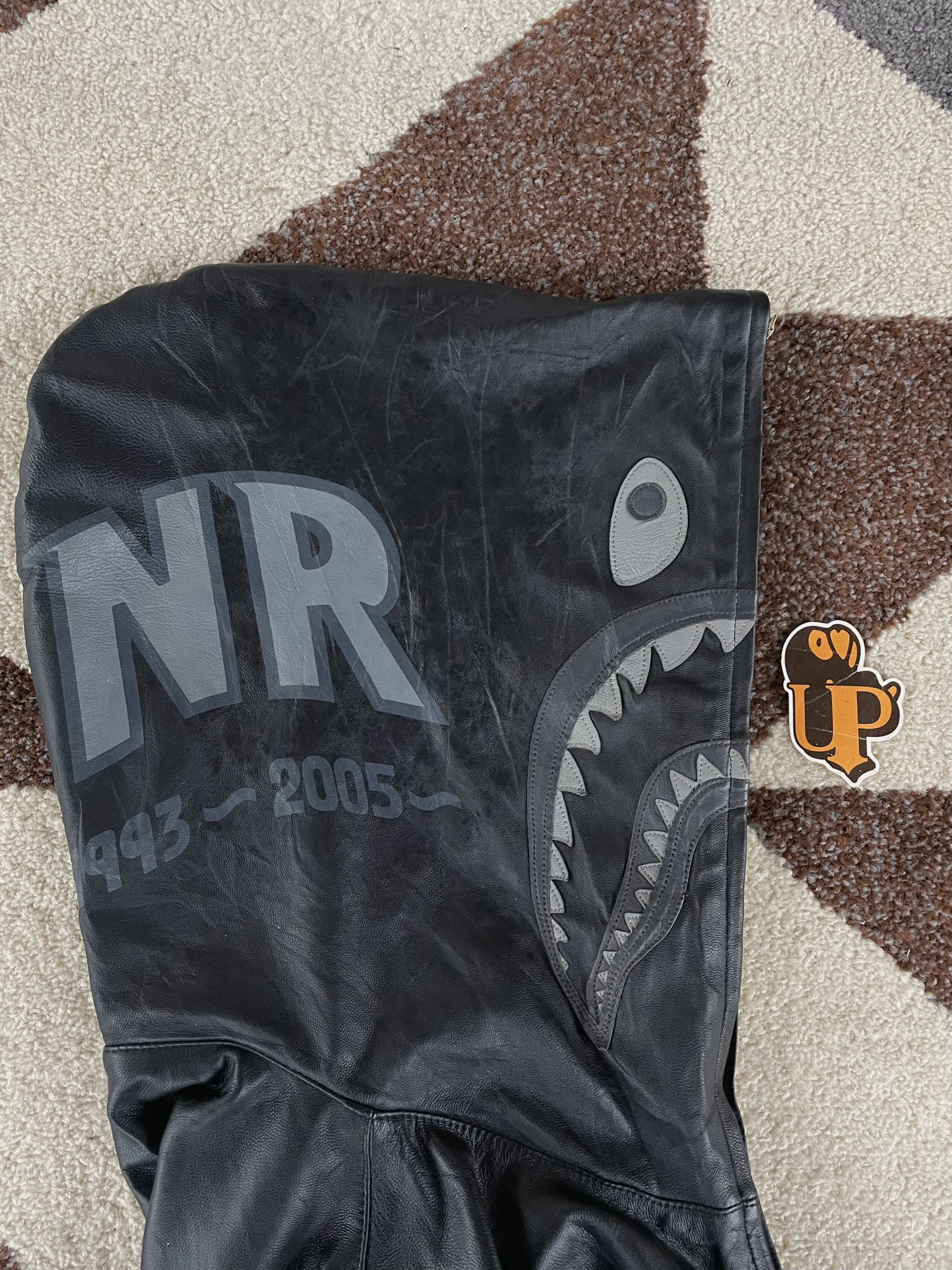 Bape 2008 Bape Shark Leather Hoodie Size US XL / EU 56 / 4 - 9 Thumbnail