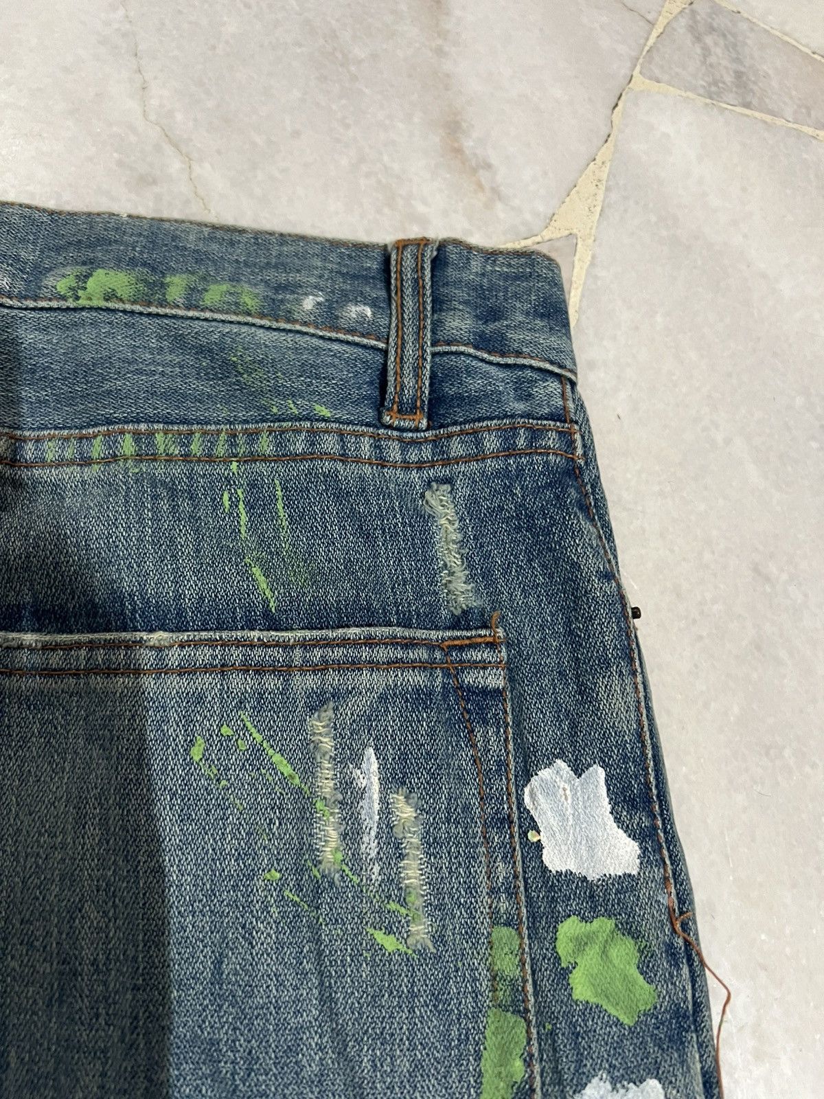 Japanese Brand FLARE 90’s NYLAUS DISTRESS PAINTER JEAN Size US 30 / EU 46 - 20 Thumbnail