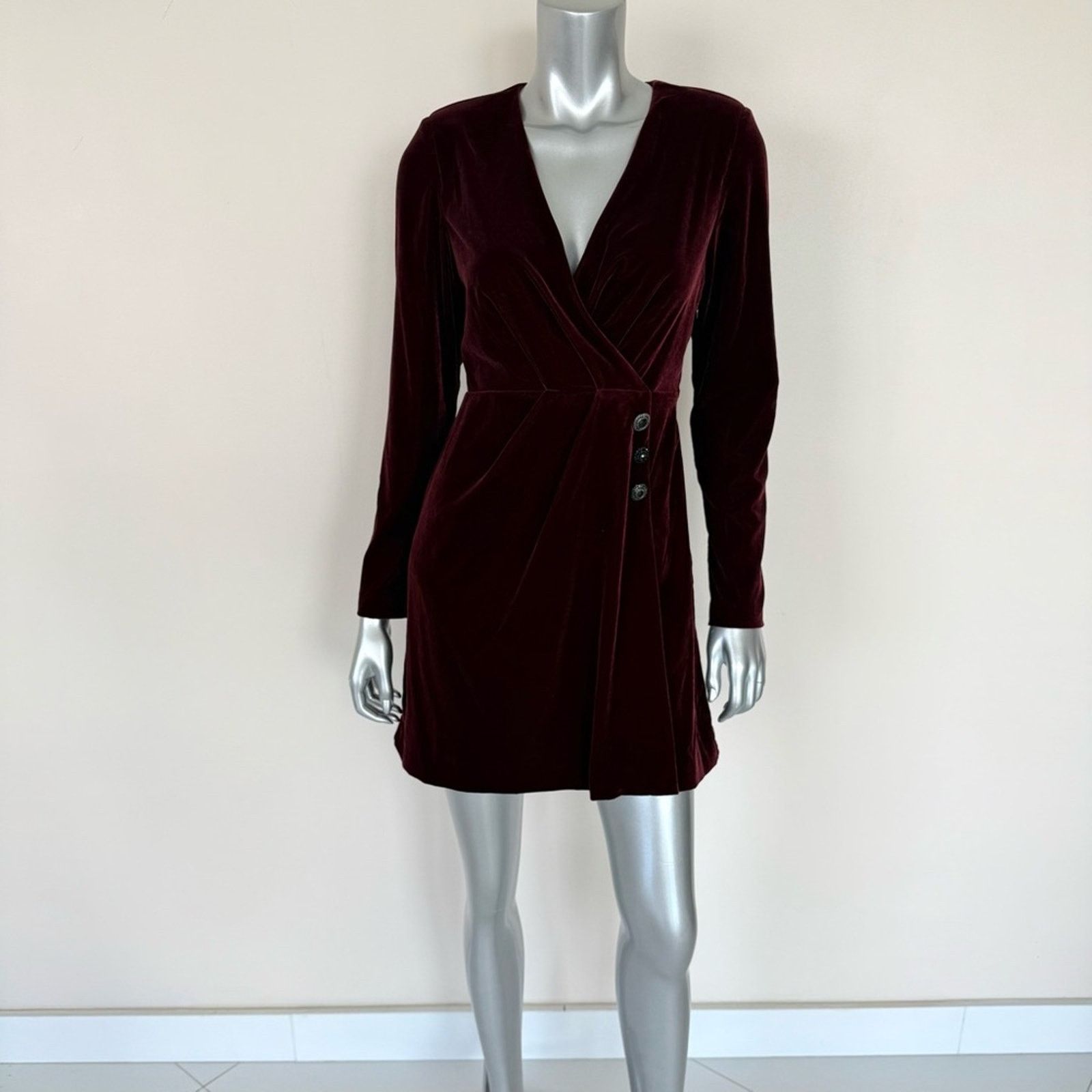 The Kooples NEW The Kooples Burgundy Pleated Midi Dress Lace Trim | Grailed