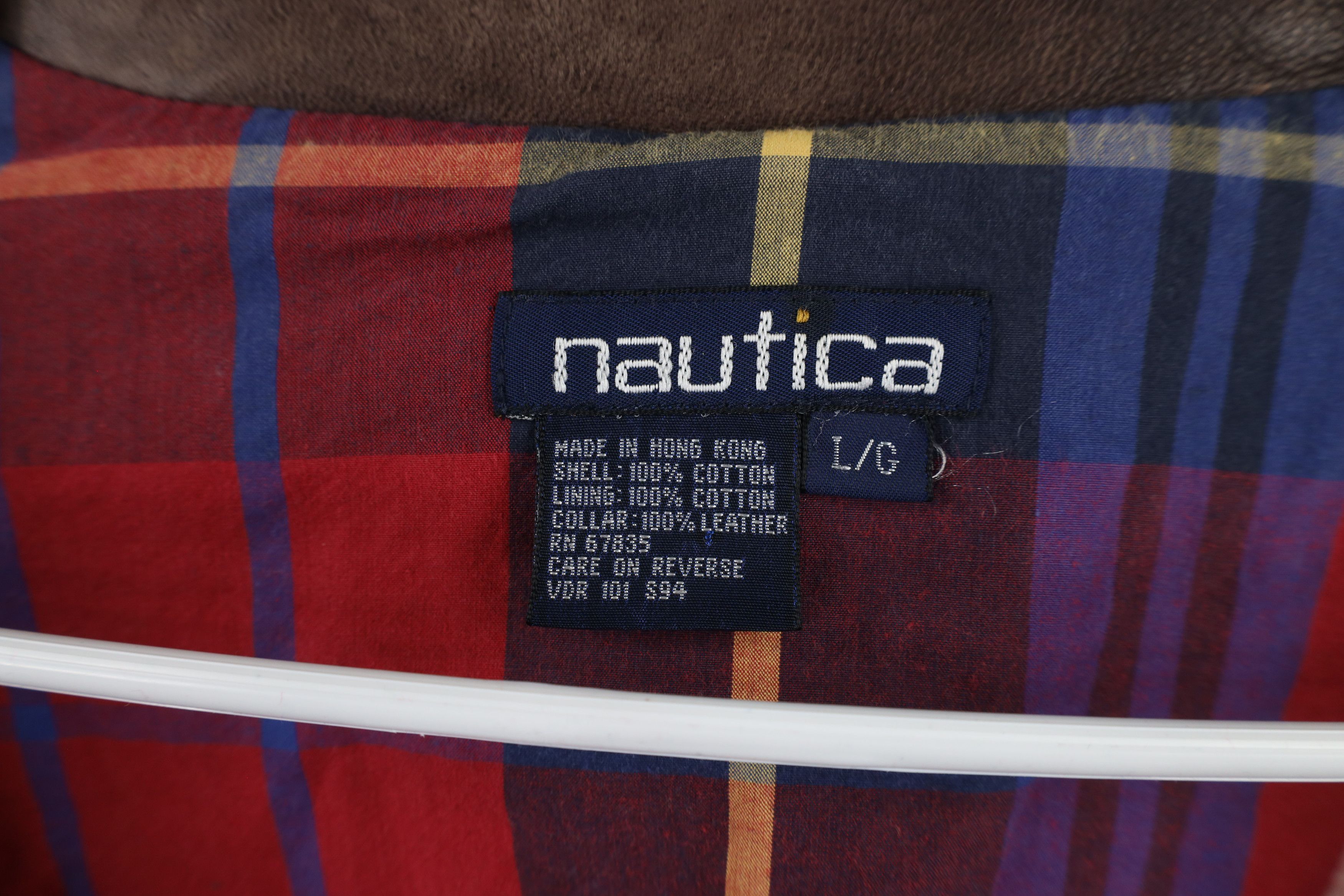 Nautica × Vintage Vintage 90s Nautica Leather Collar Chore Barn Jacket Beige Size US L / EU 52-54 / 3 - 11 Thumbnail