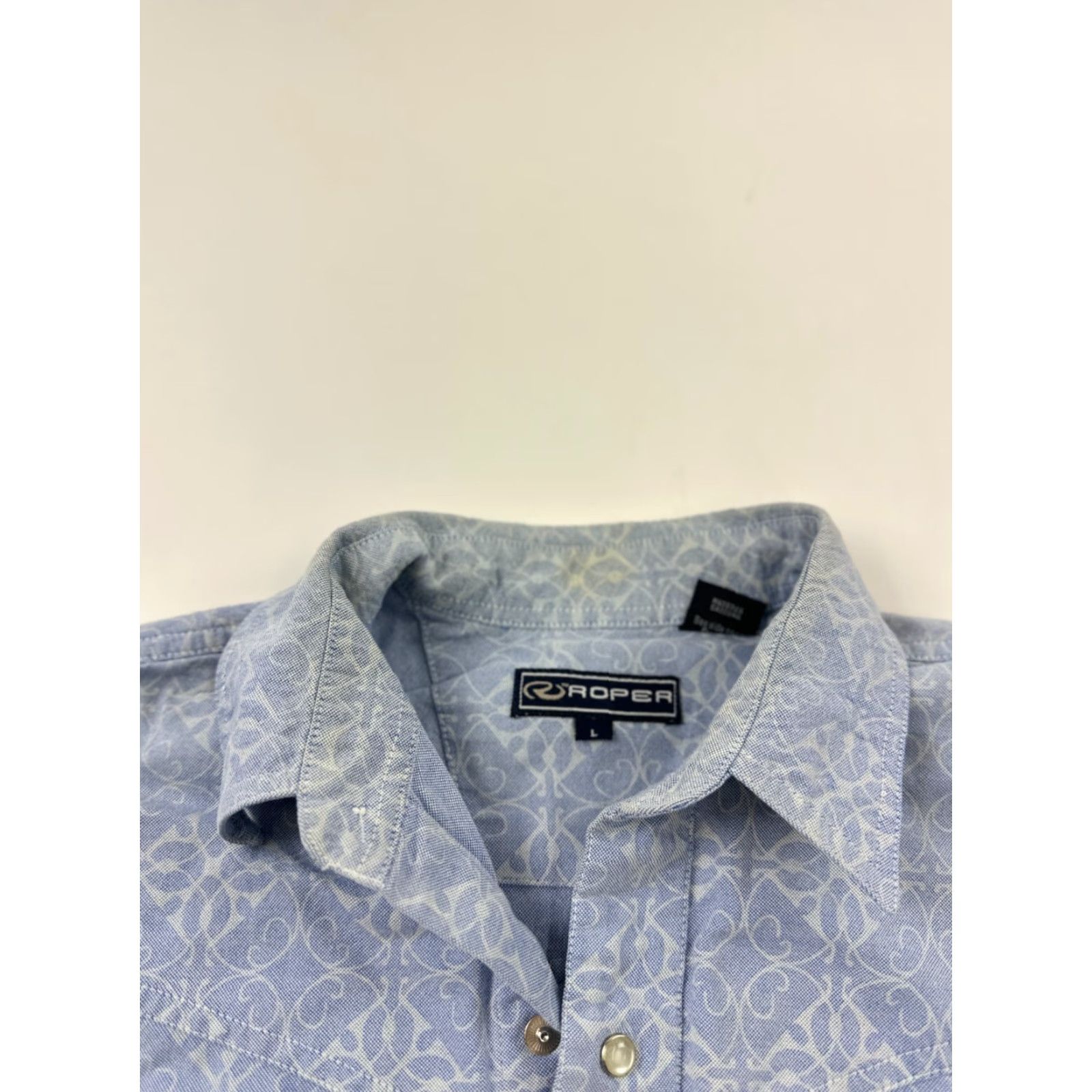 Roper Roper Shirt Mens Large Blue Floral Western Cowboy Pockets Long Sleeve Pearl Snap Button-Up Casual Size US L / EU 52-54 / 3 - 5 Thumbnail