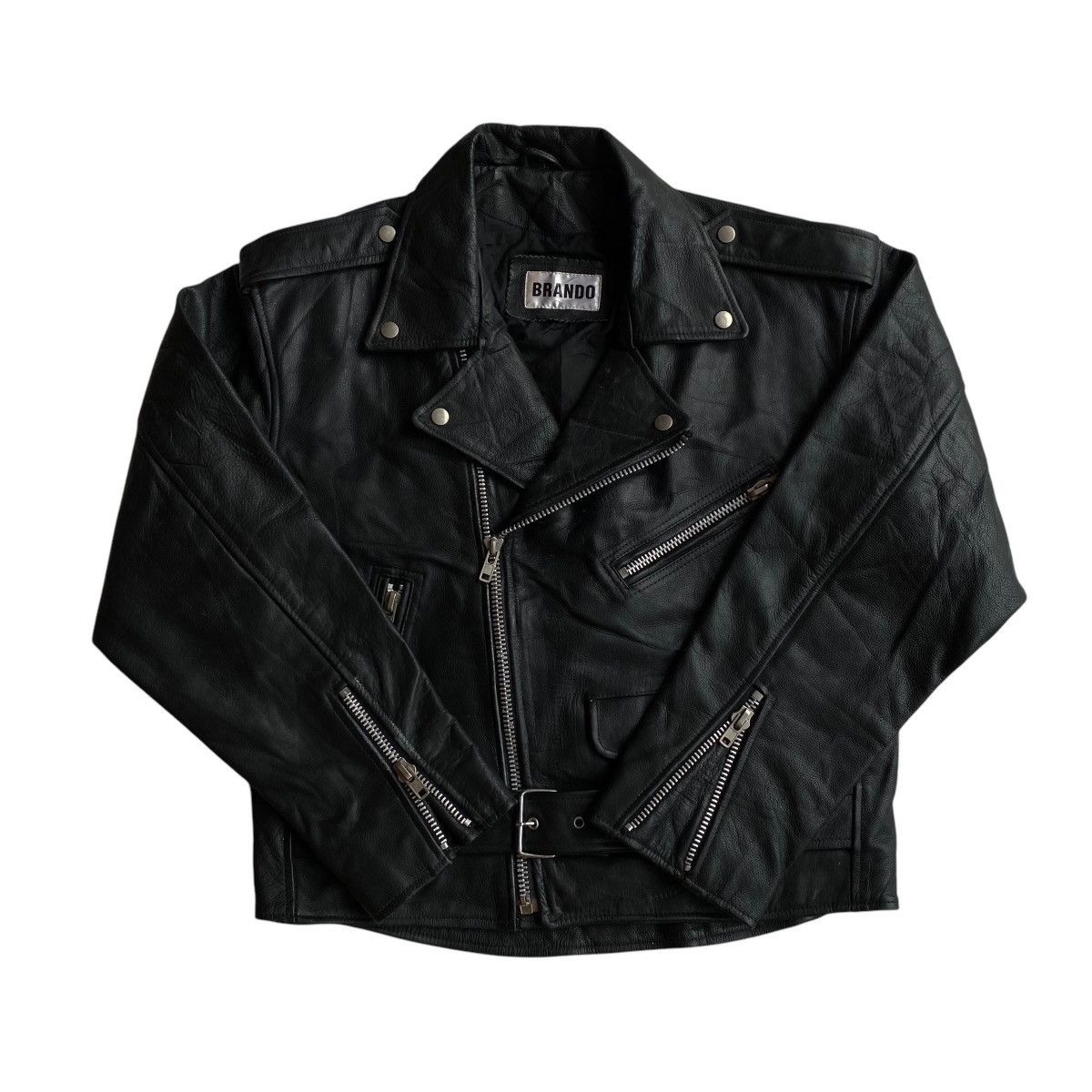 Genuine Leather × Japanese Brand BRANDO Bikers Leather Jacket Size US L / EU 52-54 / 3 - 5 Thumbnail