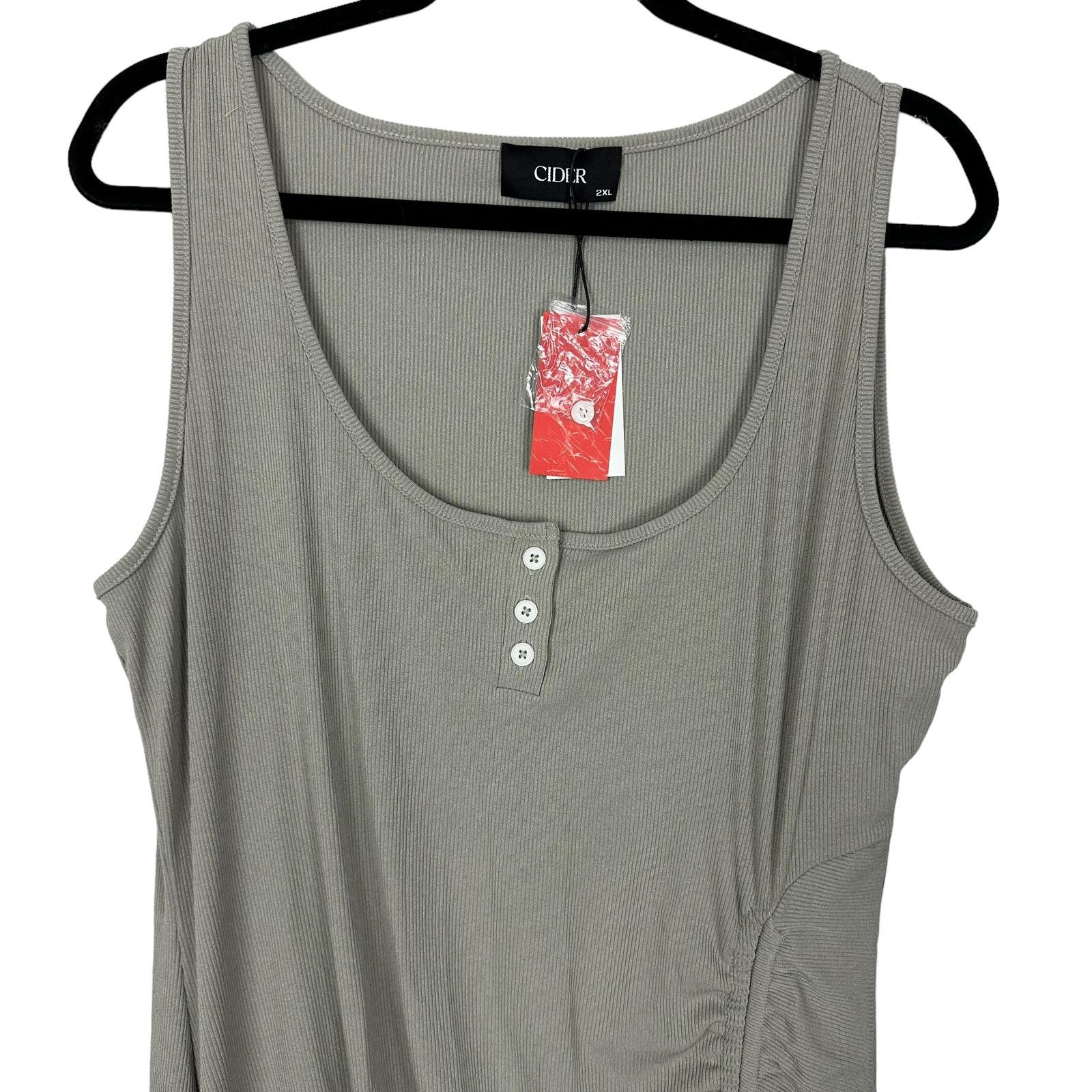 Cider NWT Cider Grey Ruched Bodycon Ribbed Midi Dress Size 2XL Size XXL / US 16-18 / IT 52-54 - 4 Thumbnail