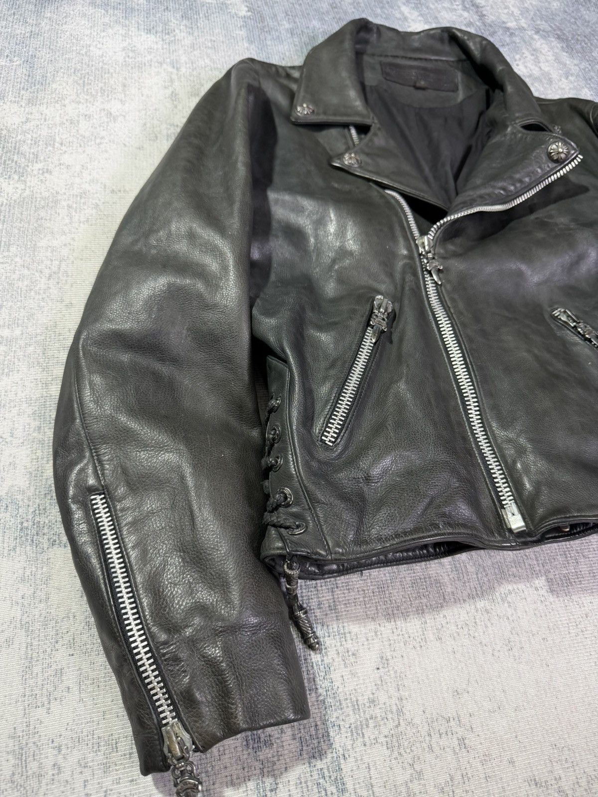 Chrome Hearts RARE! VINTAGE FIRST DAGGER PULL LEATHER JACKET Size US L / EU 52-54 / 3 - 3 Thumbnail