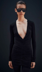 Saint Laurent Paris o1tp1o1224 Draped Dress In Jersey in Black Size L / US 10 / IT 46 - 3 Thumbnail