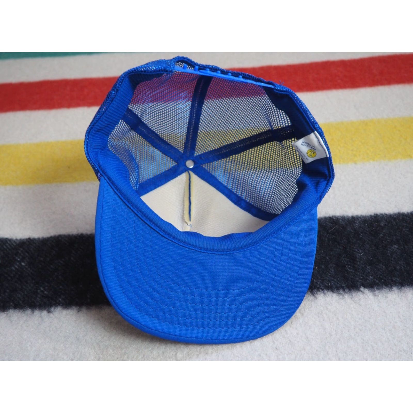 Vintage VTG 80s 90s Hawaiian Headwear Lei'd Blue Surf Joke Beach Trucker Snapback Hat Size ONE SIZE - 5 Thumbnail