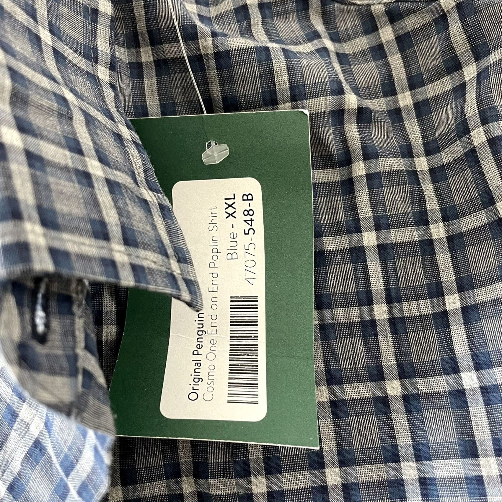 Vintage Penguin Shirt Plaid Button-Up Slim Fit Long Sleeve Mens 2XL Blue Size US XXL / EU 58 / 5 - 3 Thumbnail