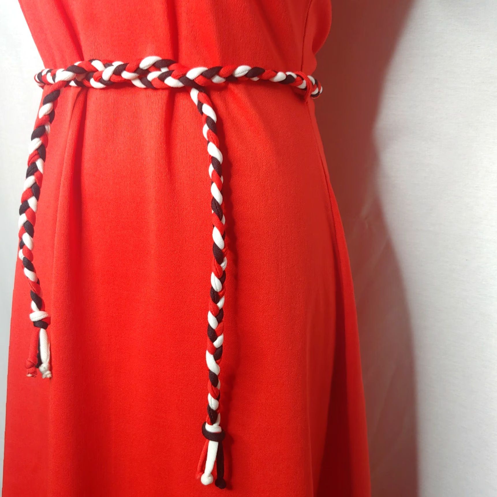 Vintage VINTAGE Womens S Butterfly Dress Embroidered Short Sleeve Braided Belt Stretch Dress Size 28" / US 6 / IT 42 - 6 Thumbnail