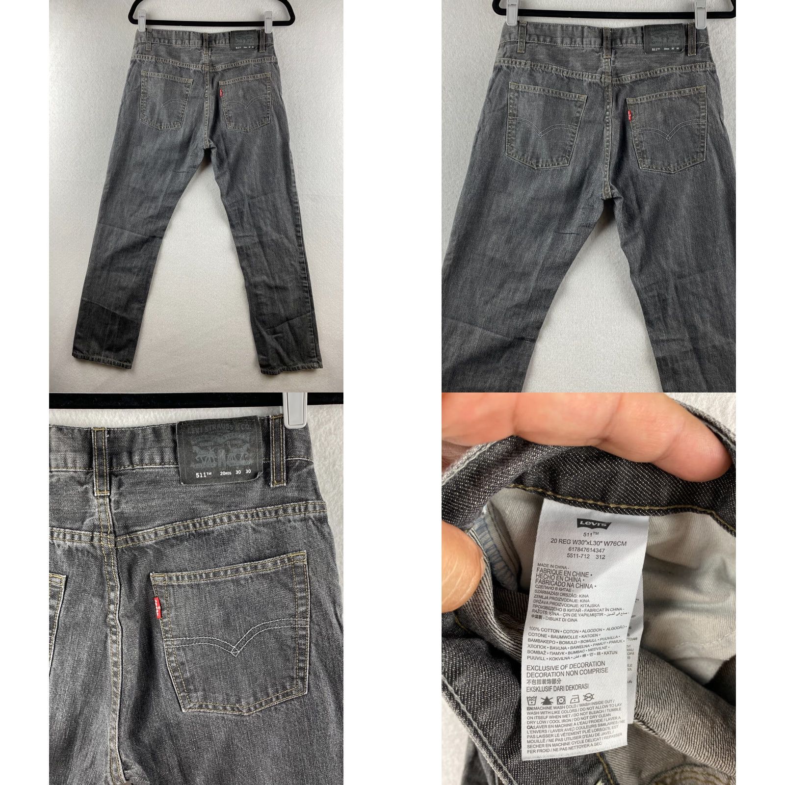 Levi's Levi's 511 Jeans Mens 30x30 Gray Slim Skinny Denim Dark Wash Straight Dark 5-Pocket Design Belt Loops Modern Government Pan Size US 30 / EU 46 - 8 Thumbnail