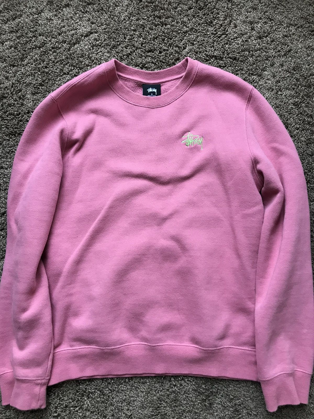 image of Stussy Logo Crewneck in Pink, Women's (Size Small)