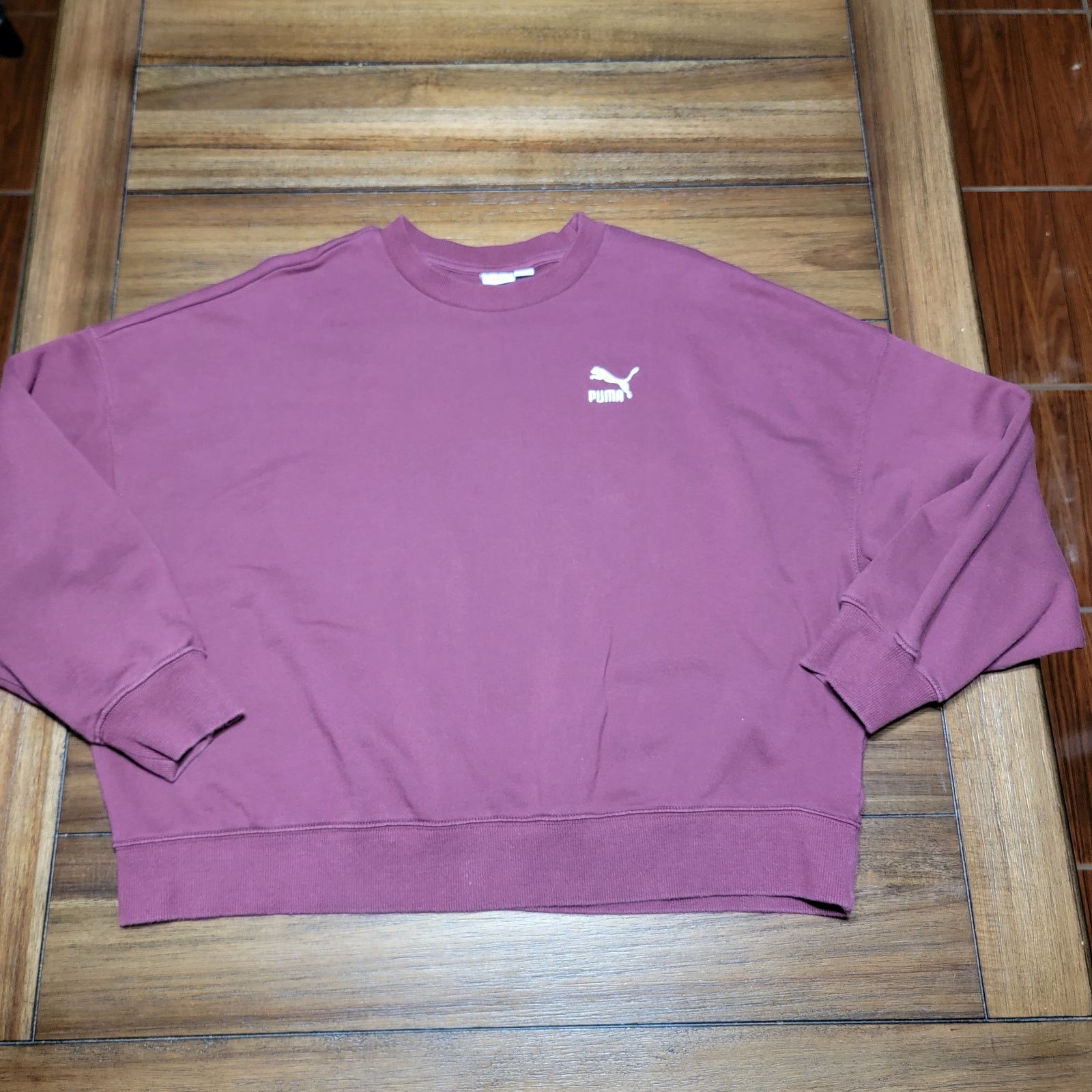 Puma Puma LS Maroon Pull-Over Oversized Sweat Shirt - Size XL Size XL / US 12-14 / IT 48-50 - 1 Thumbnail
