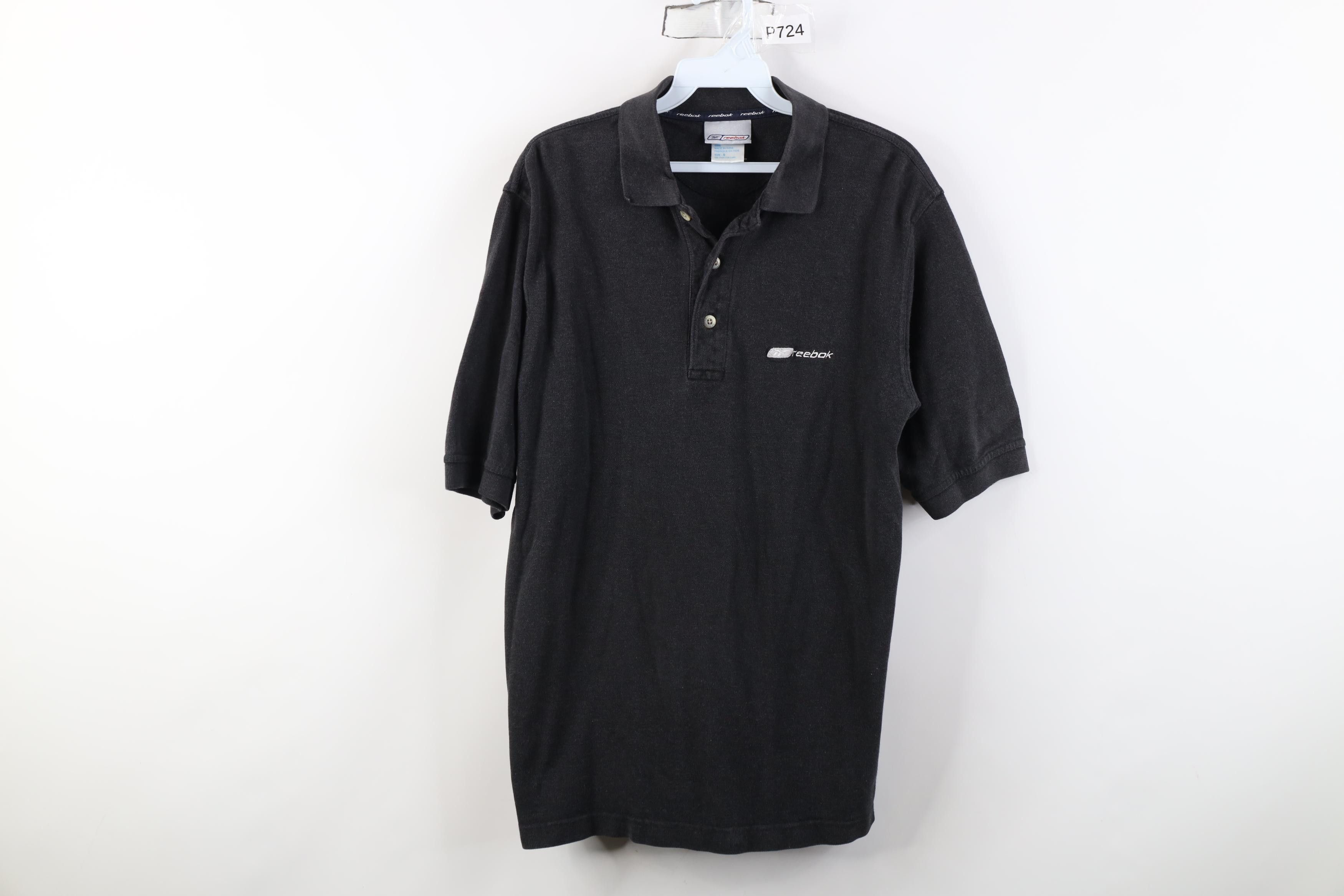 Reebok Vintage 90s Reebok Spell Out Collared Golf Polo Shirt Black Size US S / EU 44-46 / 1 - 1 Thumbnail