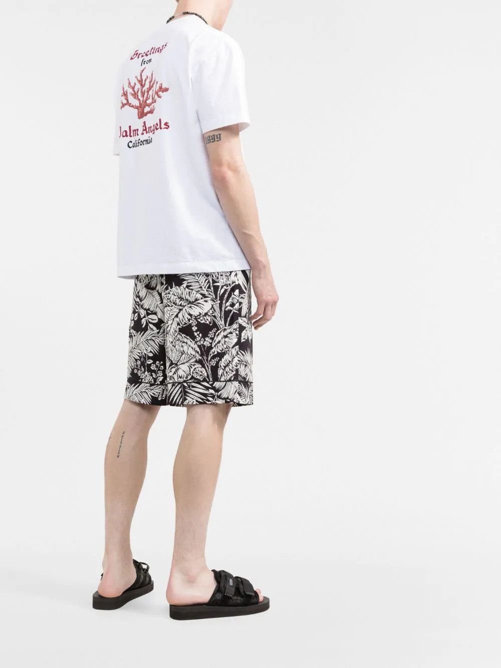 Palm Angels o1y0325 Logo Short in White/Black Size US 34 / EU 50 - 4 Thumbnail