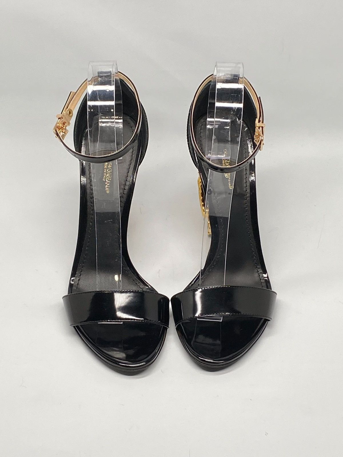 Dolce & Gabbana Dolce&Gabbana Sculpted-Heel DG Leather Sandals size 37 Size US 7 / IT 37 - 3 Thumbnail