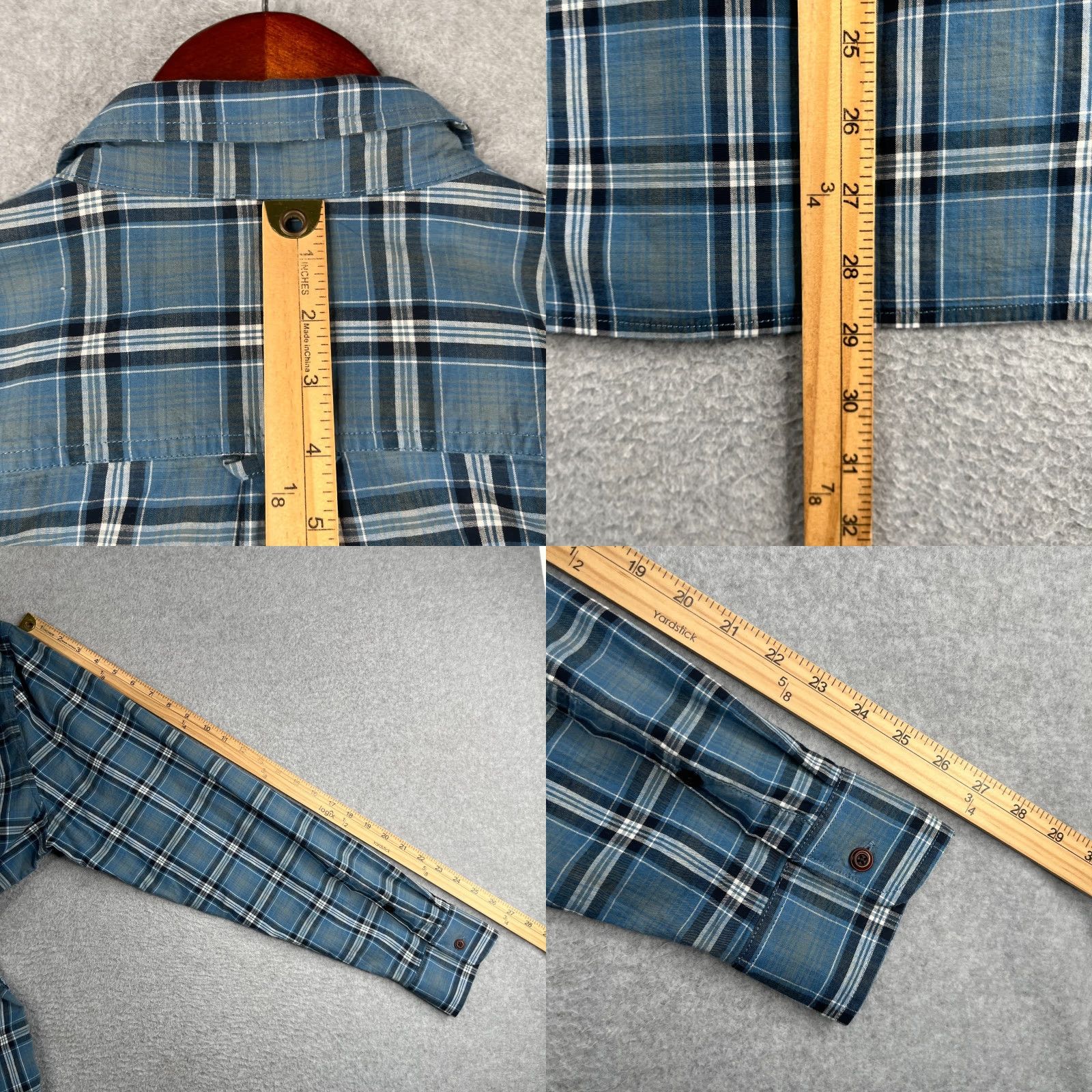 Lucky Brand Lucky Brand Shirt Button-Up Long Sleeve Mens XL Blue Plaid Pockets Untucked Fit Size US XL / EU 56 / 4 - 8 Thumbnail