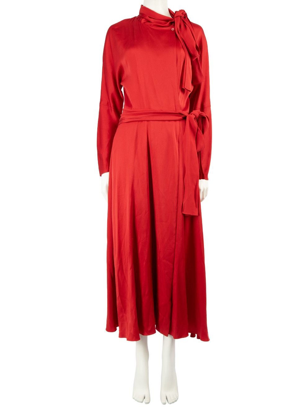 Image of Sies Marjan Red Silk Tie Accent Maxi Dress, Women's (Size Small)