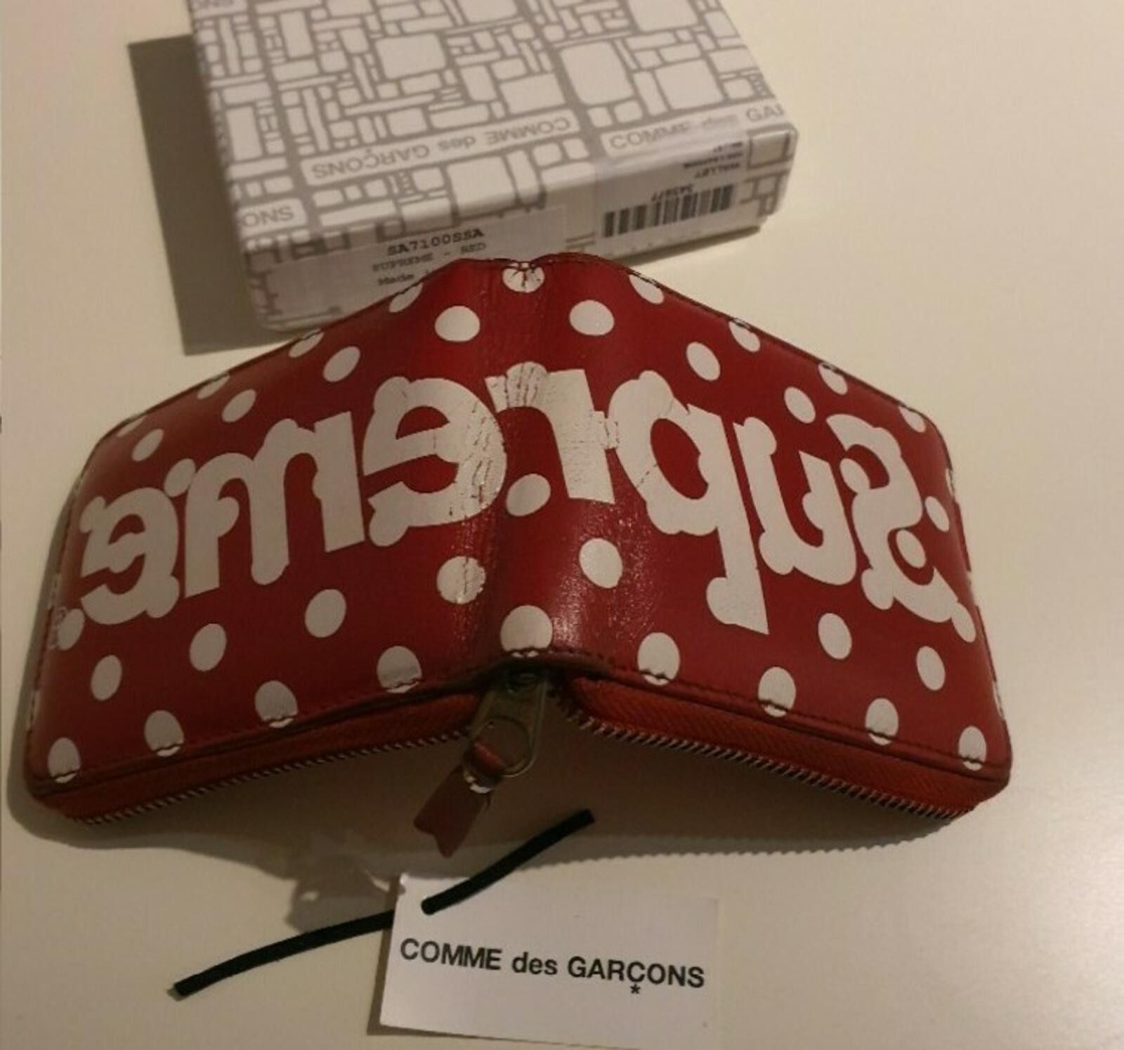 supreme × comme des garcons 14ss wallet Supreme SS14 Supreme x Comme Des Garcons Polka dot wallet red CDG