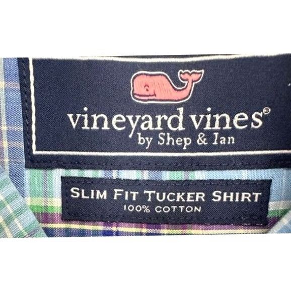 Vineyard Vines Vineyard Vines Tucker Shirt Mens Medium Blue Tartan Plaid Slim Button-Down Button-Up Size US M / EU 48-50 / 2 - 6 Thumbnail
