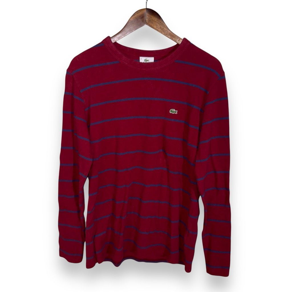 Lacoste Red & Navy Lacoste Slim Fit Waffle Knit Shirt Size L Size US L / EU 52-54 / 3 - 1 Thumbnail