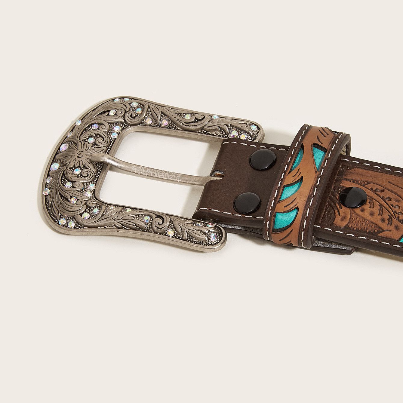 Other Cowboy Style Color Block Pu Leather Belt Size ONE SIZE - 2 Thumbnail