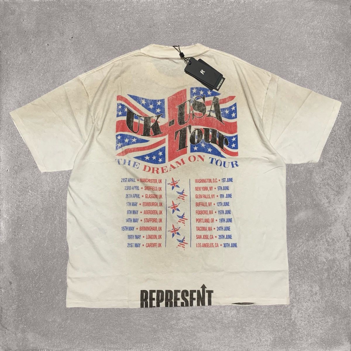 Represent Clo. Represent XL Dream On Tour Washed Ecru White Tee Size US XL / EU 56 / 4 - 2 Thumbnail