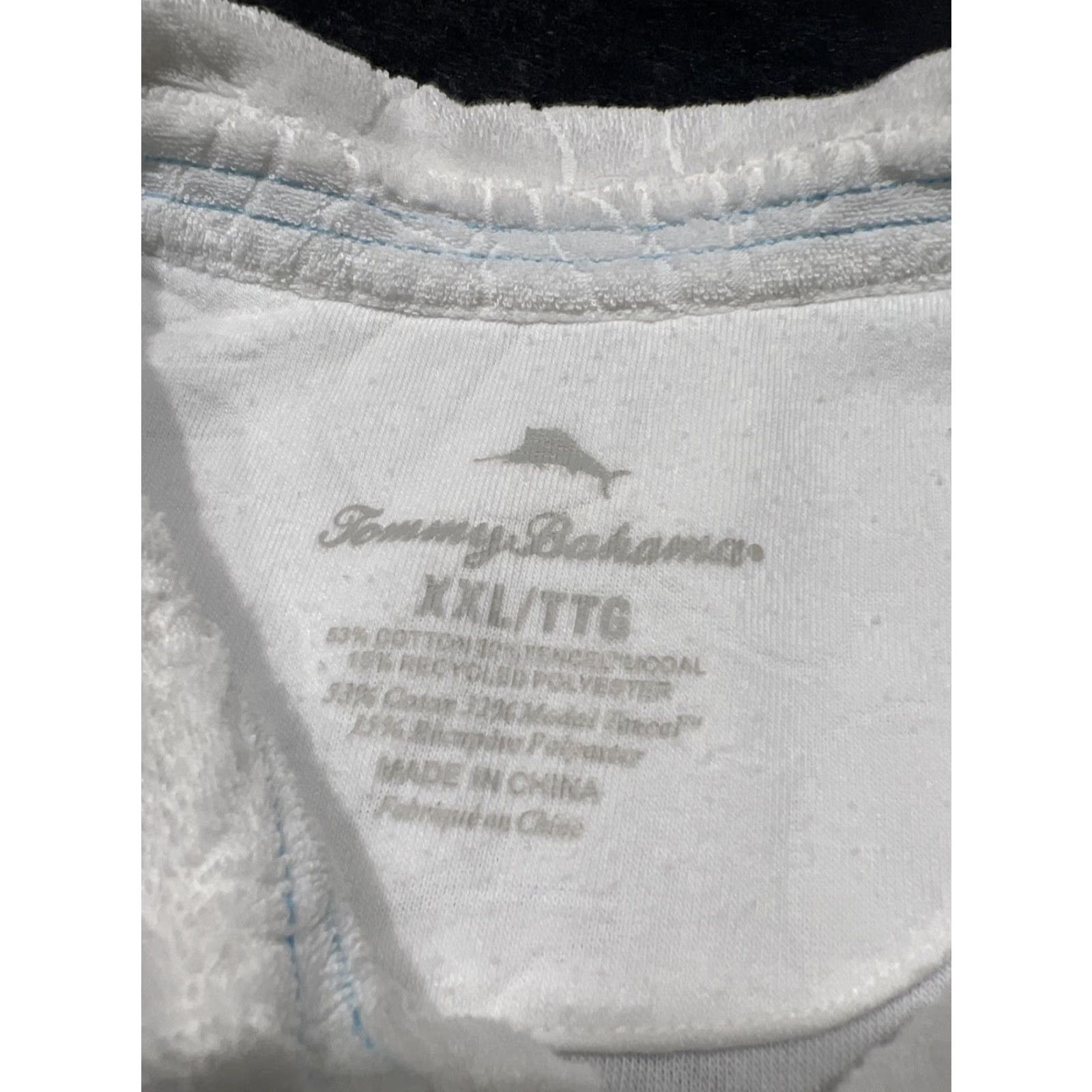 Tommy Bahama Tommy Bahama Polo Shirt 2XL White Short Sleeve Terry Poolside Hibiscus Button Collar Mens Size US XXL / EU 58 / 5 - 7 Thumbnail