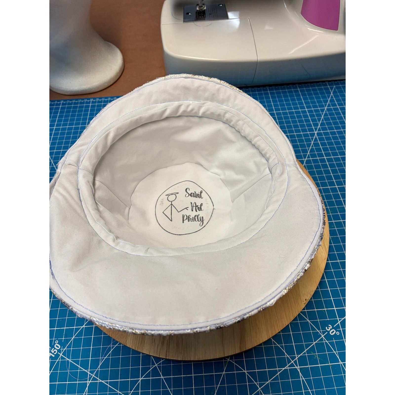 Other Upcycled Metallic Floral Bucket Hat – White Felt, Size Small Size ONE SIZE - 10 Thumbnail
