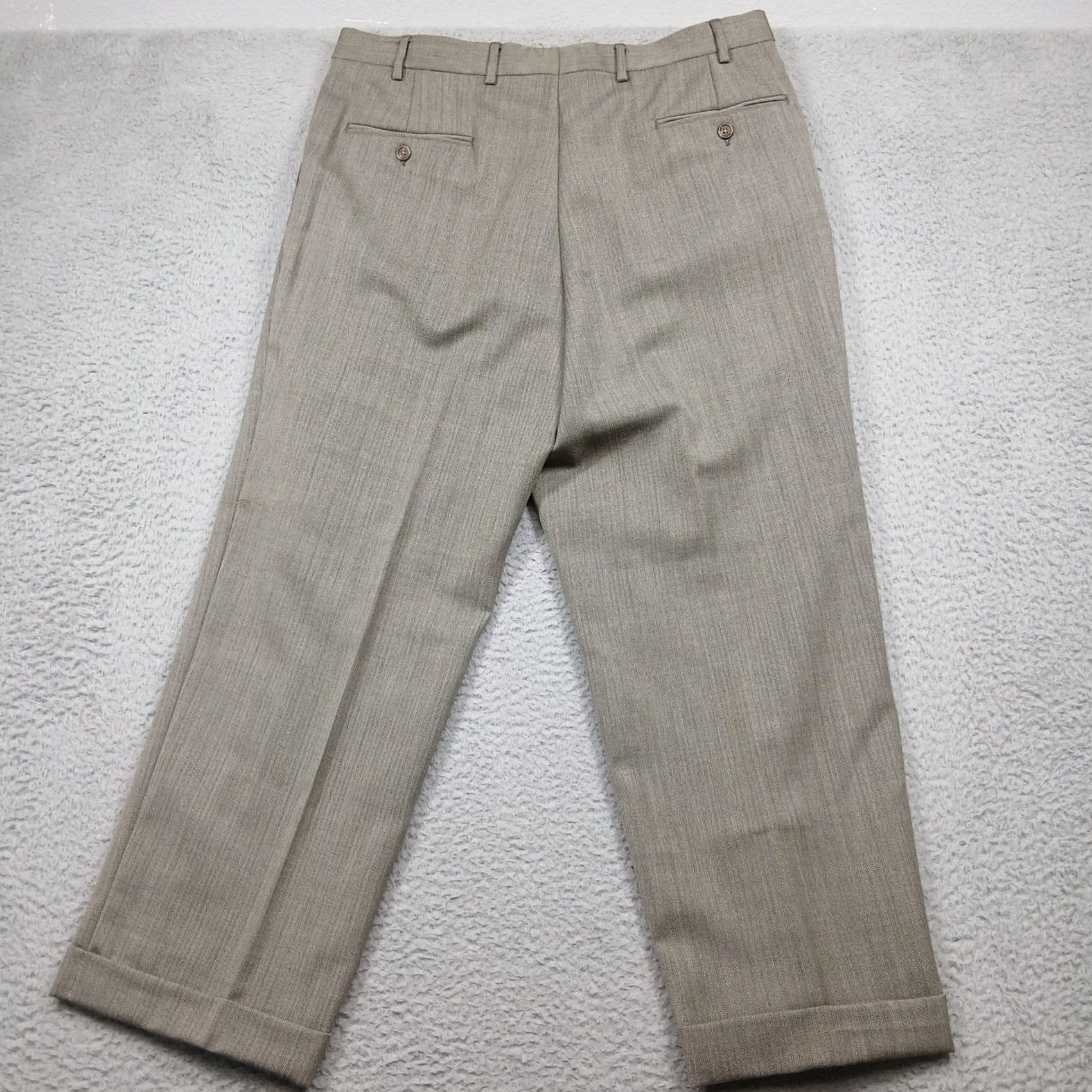 Ralph Lauren Lauren Ralph Lauren Wool Dress Pants Men 36x30 Tan Pleated Cuffed Size US 36 / EU 52 - 3 Thumbnail