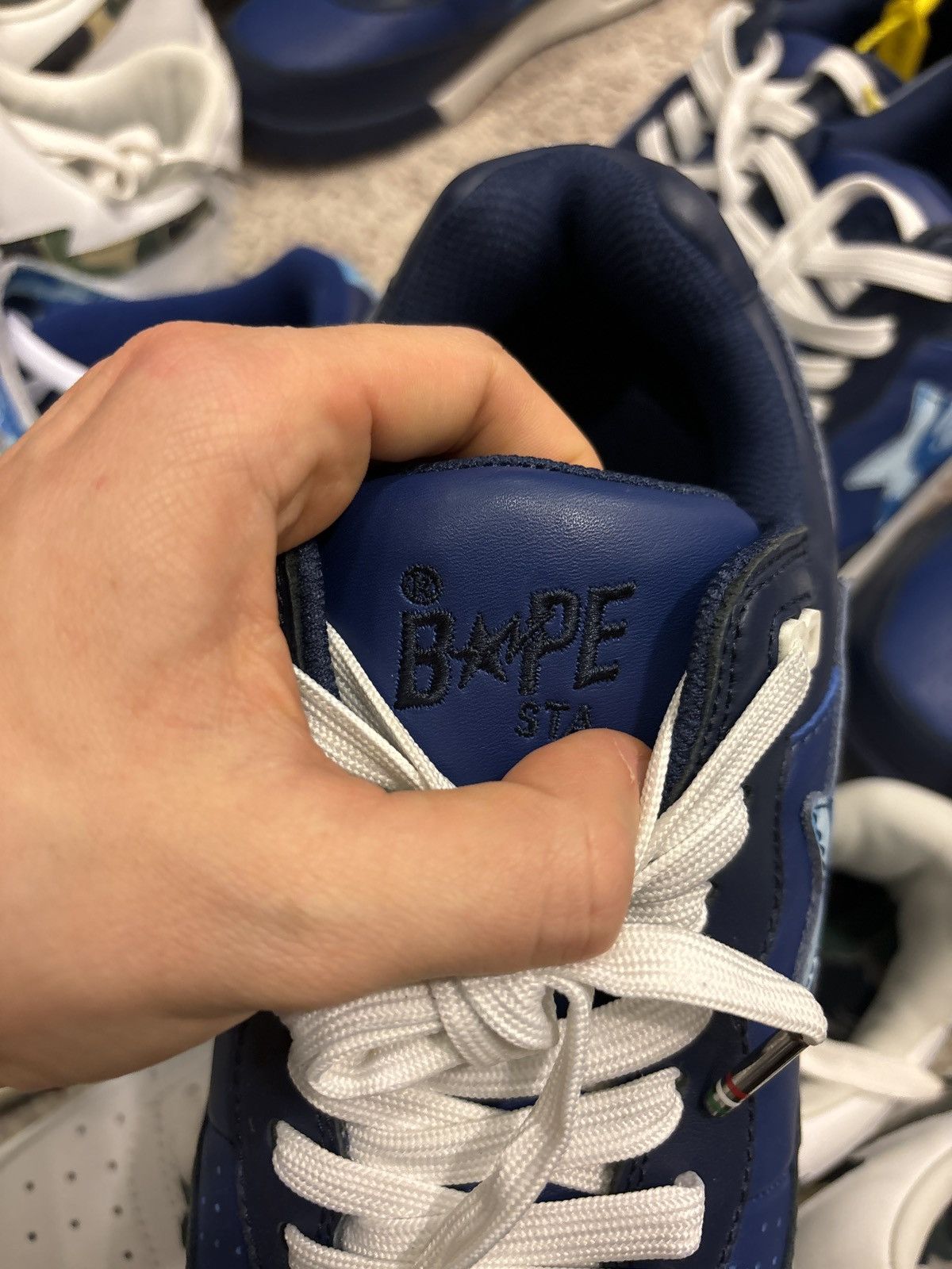 Bape Bape x Pagani Road Sta Navy/Camo Patent Leather Sneakers Size US 9.5 / EU 42-43 - 7 Thumbnail
