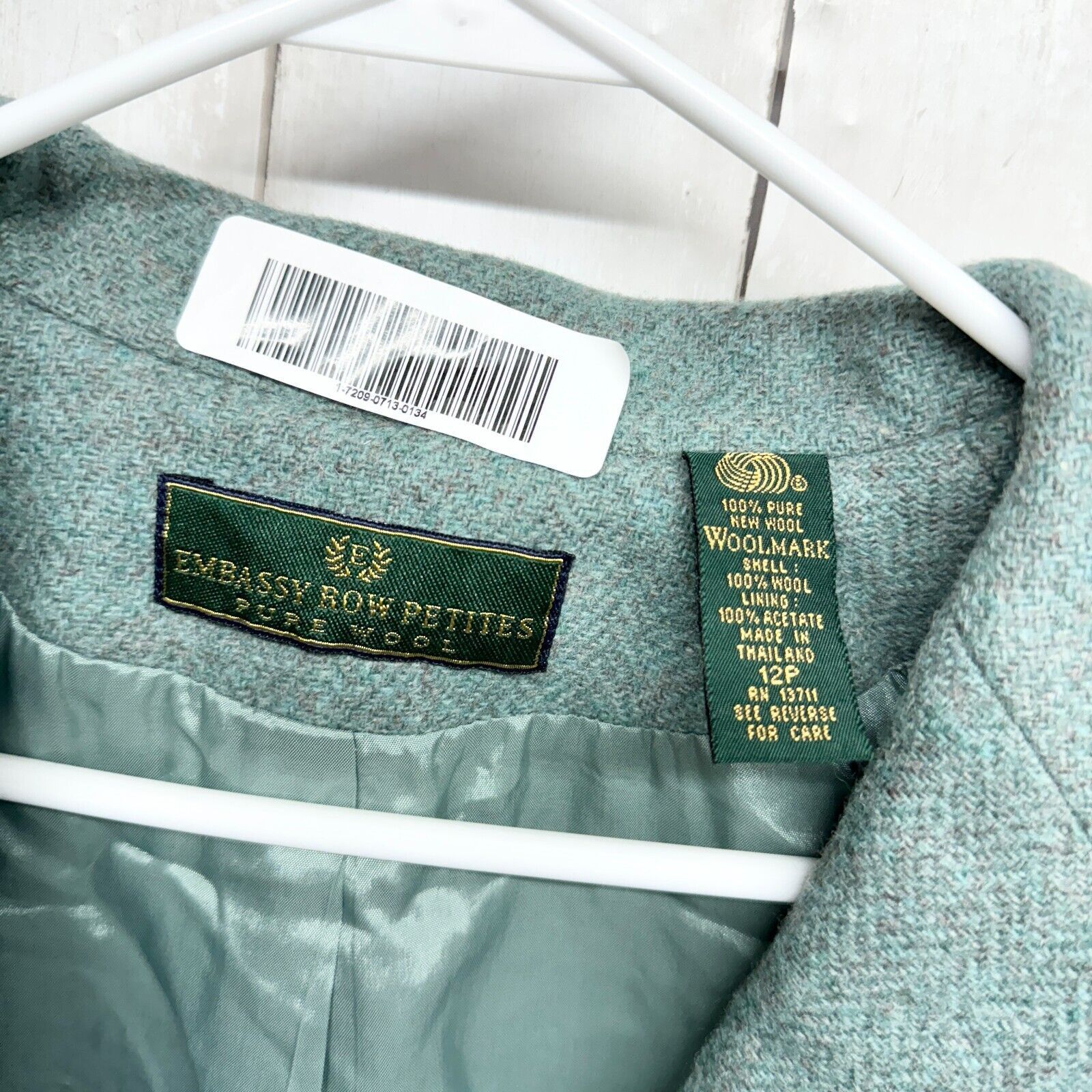 Vintage Embassy Row Petites Jacket Size 12P Wool Button Teal Blazer Size XL / US 12-14 / IT 48-50 - 2 Thumbnail