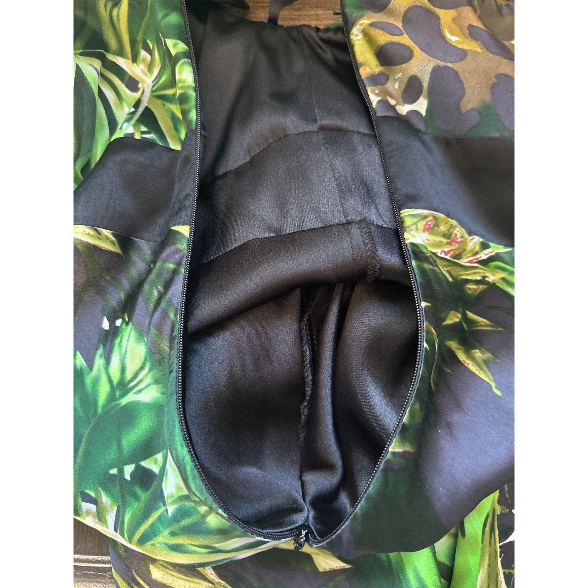Other Cache Size Medium Green Jungle Print Silk Halter Dress Tropi Size M / US 6-8 / IT 42-44 - 11 Thumbnail
