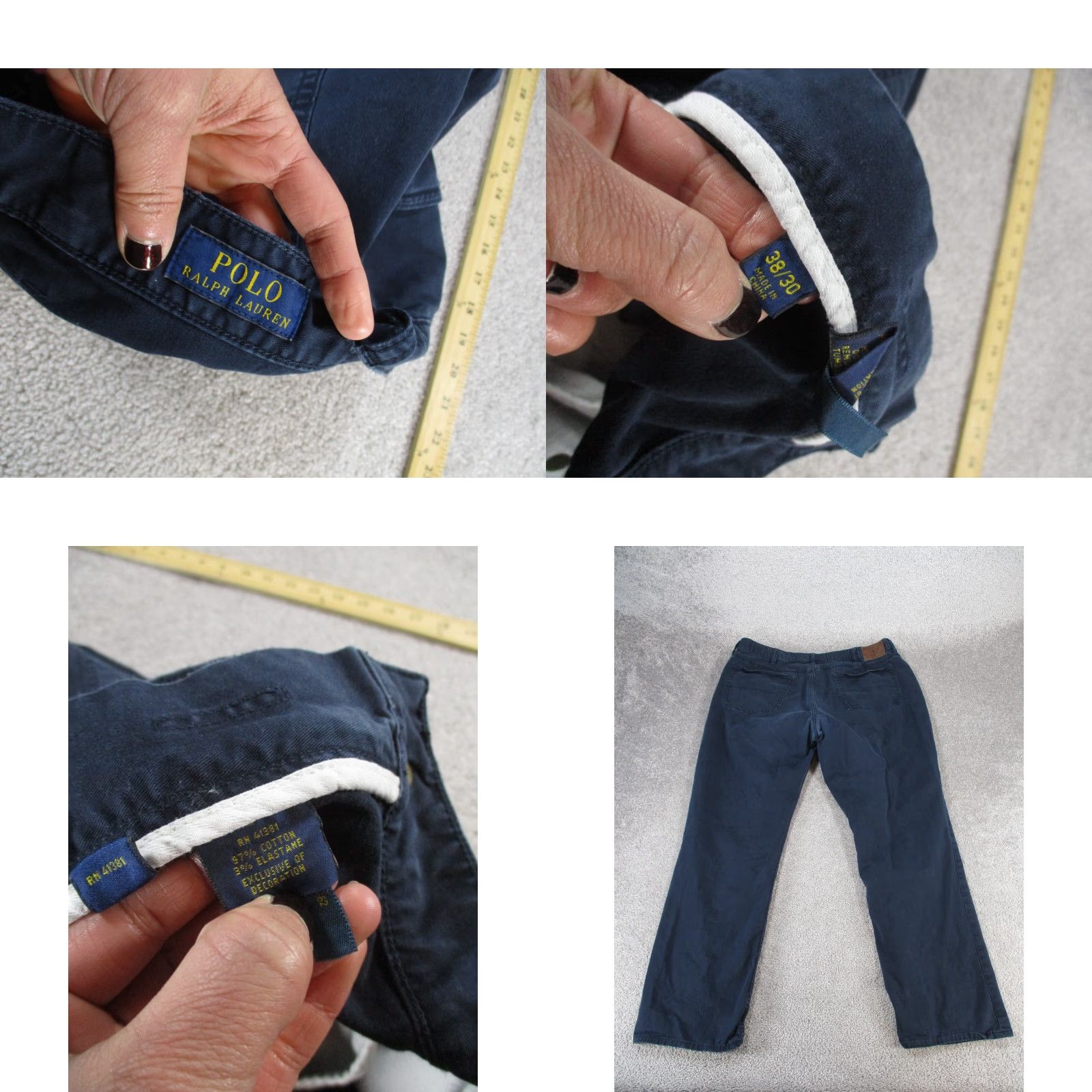 Polo Ralph Lauren Polo Ralph Lauren Pants Mens 38 Navy Chino Tapered 38x29 Vintage 90s Logo Preppy Mens Size US M / EU 48-50 / 2 - 8 Thumbnail