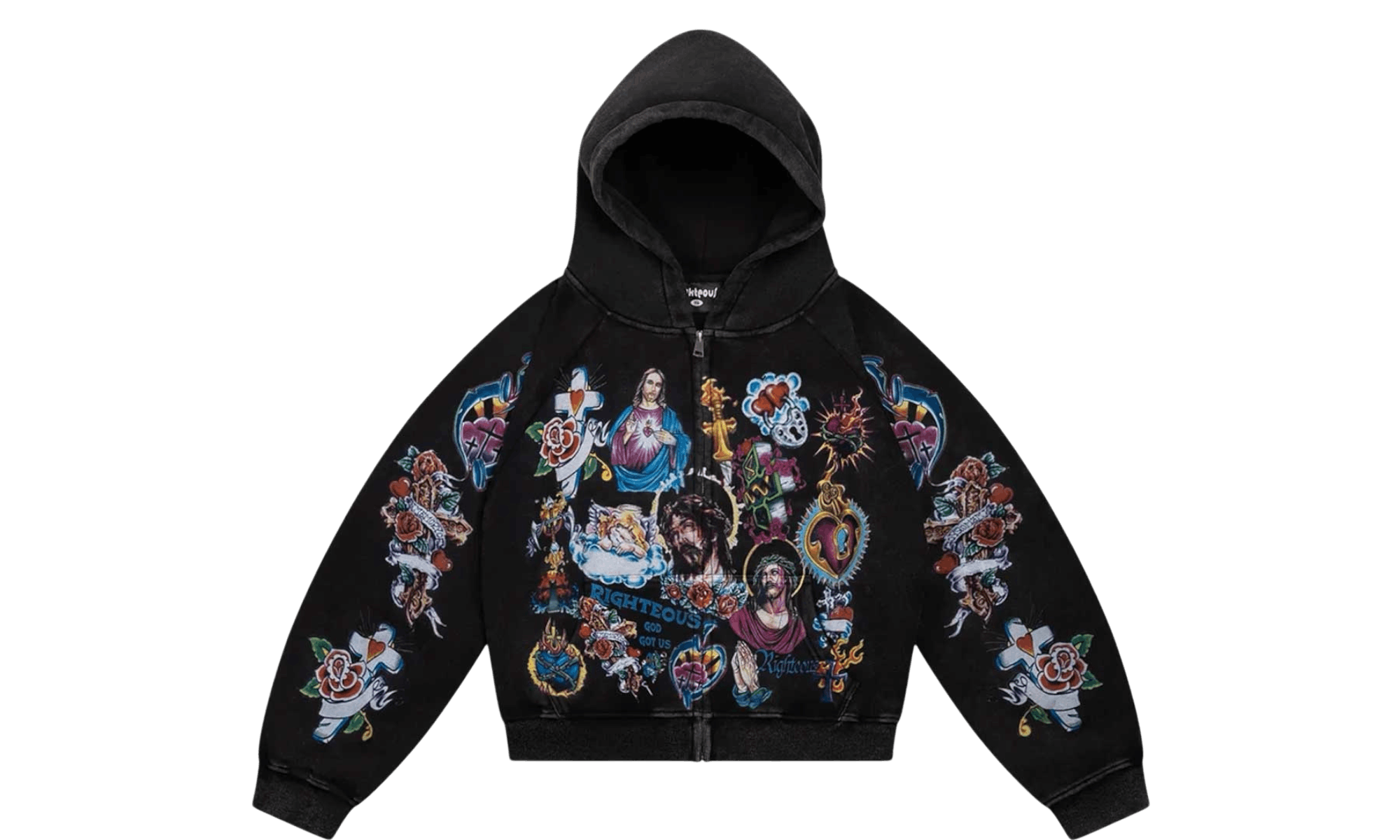 Other We Are Righteous Risen King Black Cropped Zip-Up Hoodie Size US L / EU 52-54 / 3 - 1 Preview