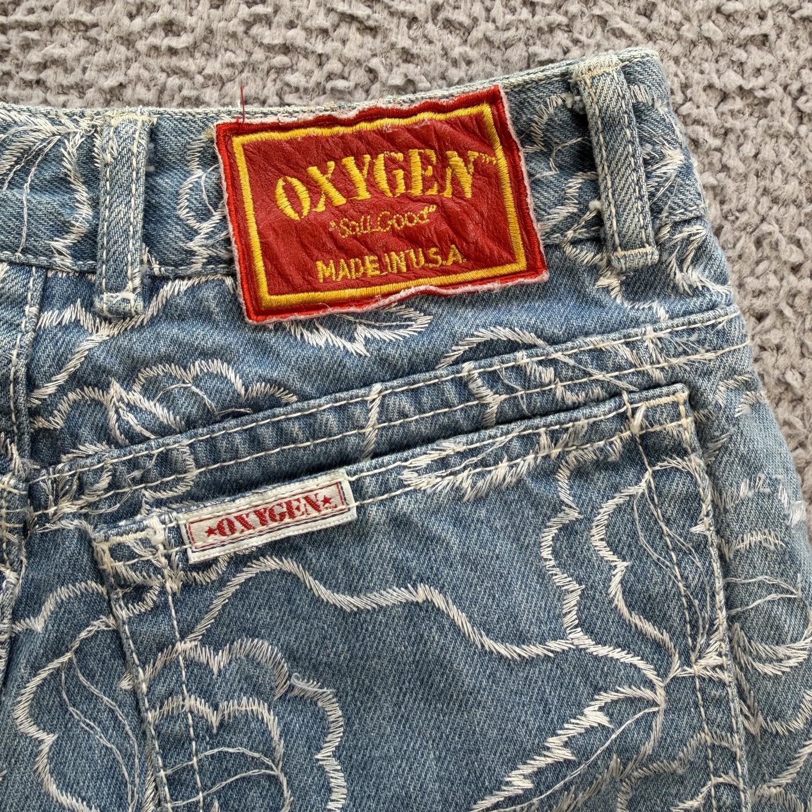 Other Vintage Oxygen Floral Embroidered Jeans Womens 25 Y2K Blue Size 25" / US 0 / IT 36 - 6 Thumbnail
