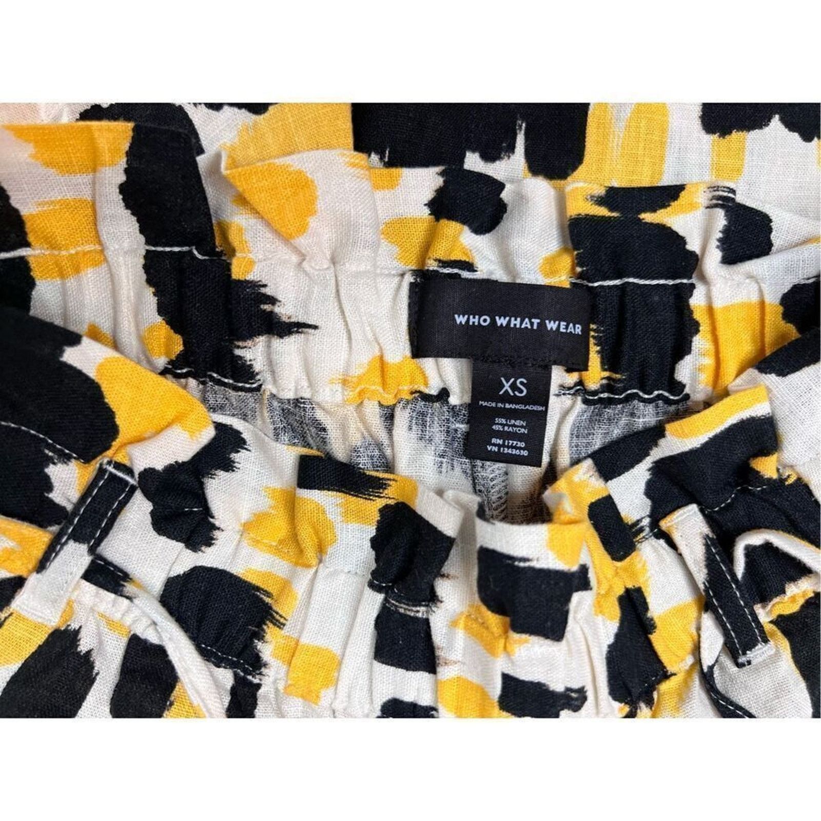Other Who What Wear Linen Paperbag Shorts XS Yellow Leopard NWOT Size 26" / US 2 / IT 38 - 11 Thumbnail