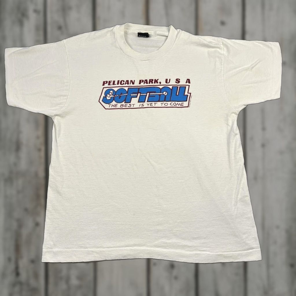Vintage VINTAGE Screen Stars Best Pelican Park Softball Shirt Mens XL White Crew Neck Short Sleeve Graphic Print USA 90s Size US XL / EU 56 / 4 - 1 Thumbnail