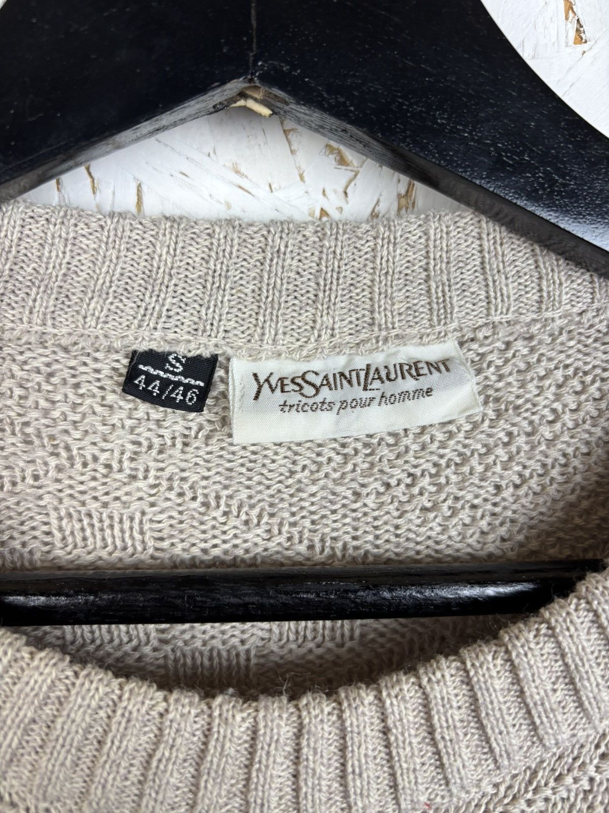 Yves Saint Laurent 90s Yves Saint Laurent YSL Pour Homme Knit Sweater Beige S Size US S / EU 44-46 / 1 - 7 Thumbnail