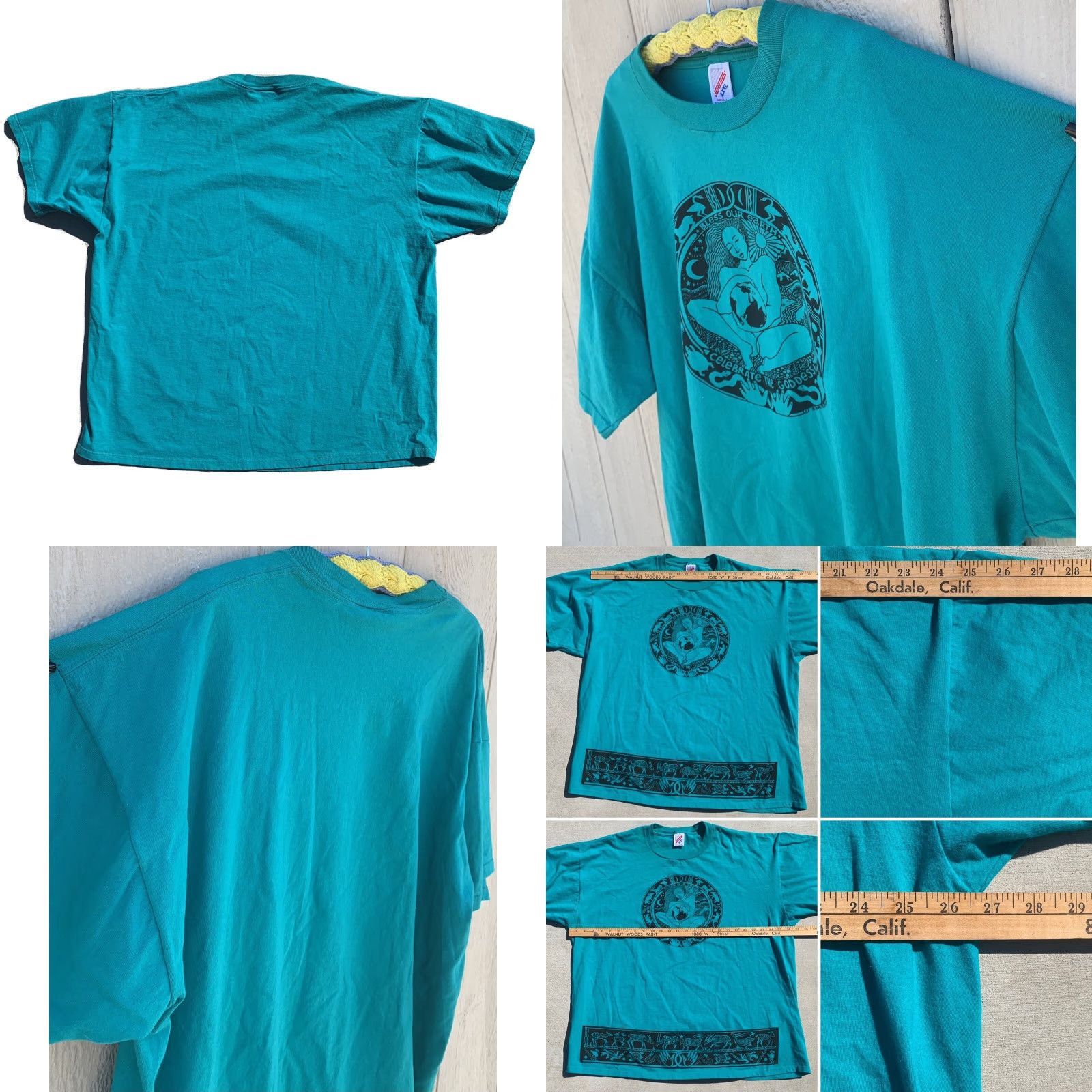 Jerzees VINTAGE Jerzees T-Shirt Unisex Adults 3XL Green Graphic Print 80s 90s Nature Animals Goddess Bless Our Earth Size US XXL / EU 58 / 5 - 8 Thumbnail