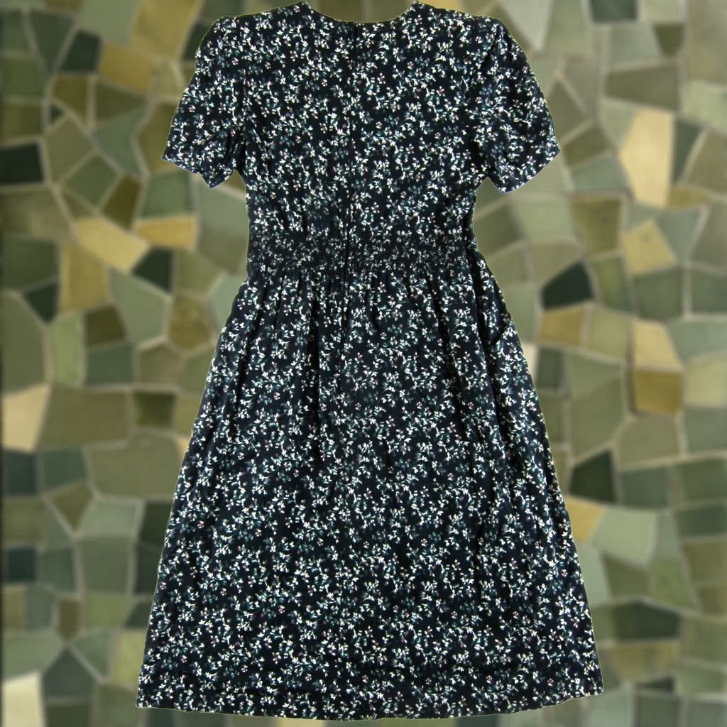 Vintage VINTAGE Peri Petites Dress Florals Short Sleeve Pocket Midi Black L Womens Size 36" / US 14 / IT 50 - 1 Thumbnail