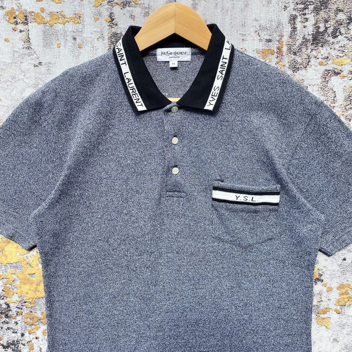 Vintage Vintage Yves Saint Lauren Polos Spellout YSL Luxury Brand Size US M / EU 48-50 / 2 - 5 Thumbnail