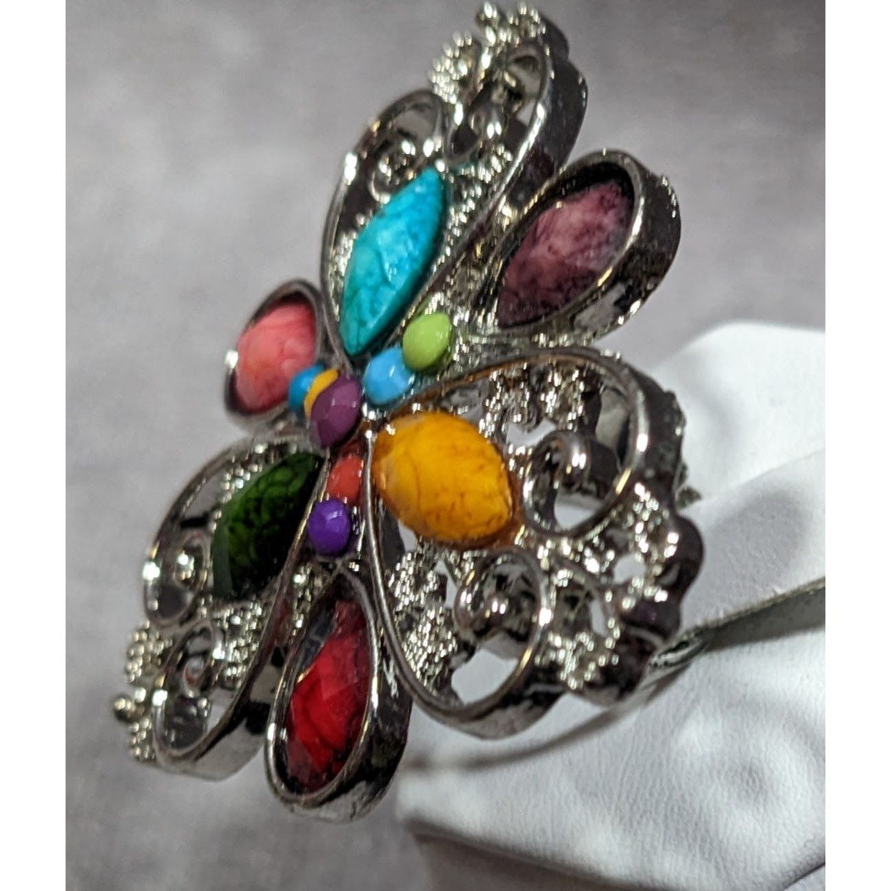 Other Rainbow Fairycore Floral Gemmed Statement Ring Adjustable Si Size ONE SIZE - 9 Thumbnail