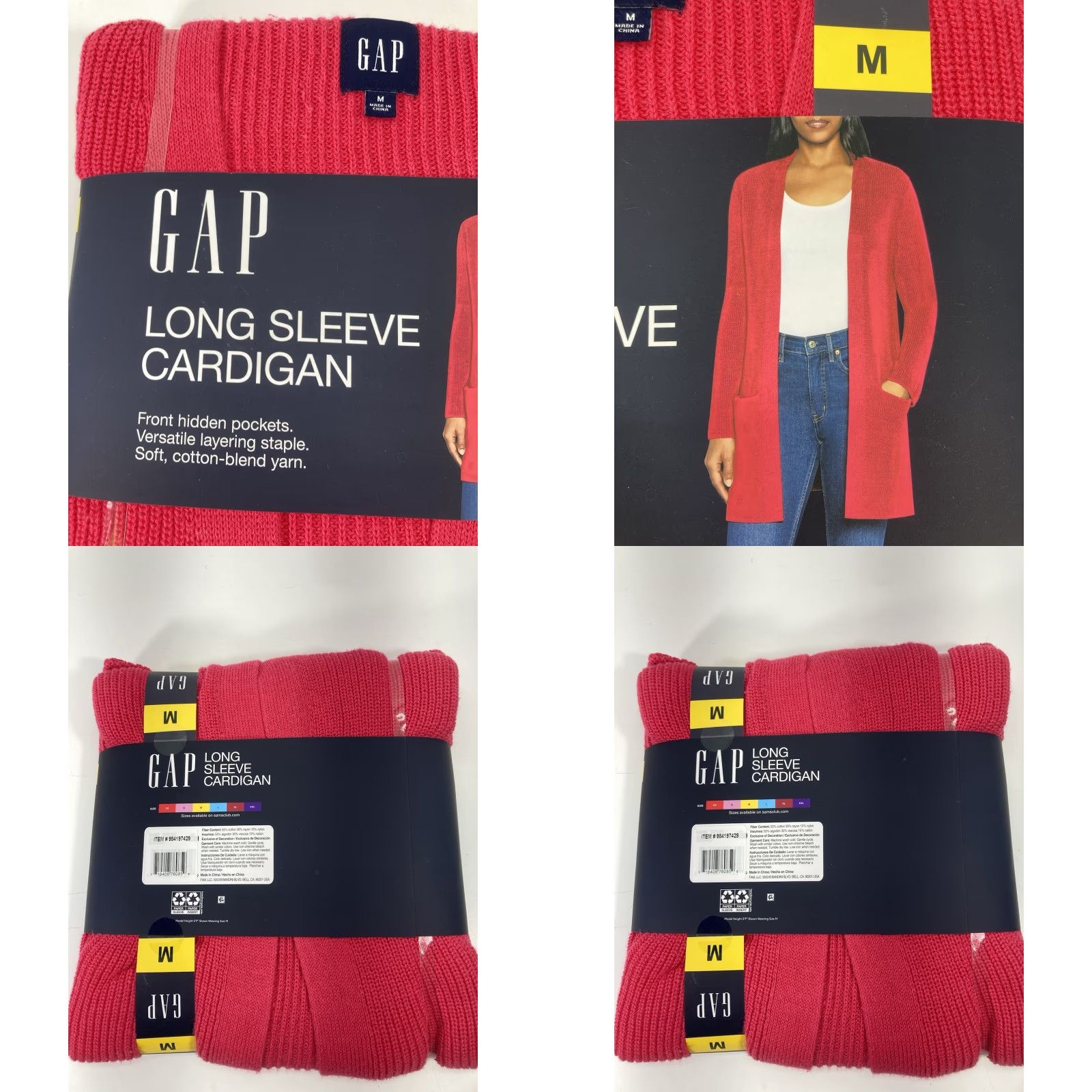 Gap Gap Cardigan Women Long Sleeve Open Knit Pink Raspberry Pockets M NWT sweater Size M / US 6-8 / IT 42-44 - 9 Thumbnail