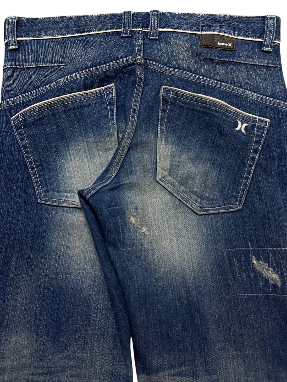 Hurley Vintage Y2K Hurley Blue Faded Wash Distressed Straight Leg Size US 32 / EU 48 - 6 Thumbnail
