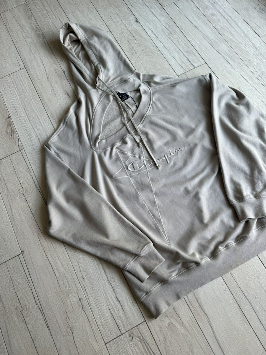 Rick Owens Rick Owens x Champion Pearl Assymetrical Tommy Hoodie Size US XL / EU 56 / 4 - 3 Thumbnail