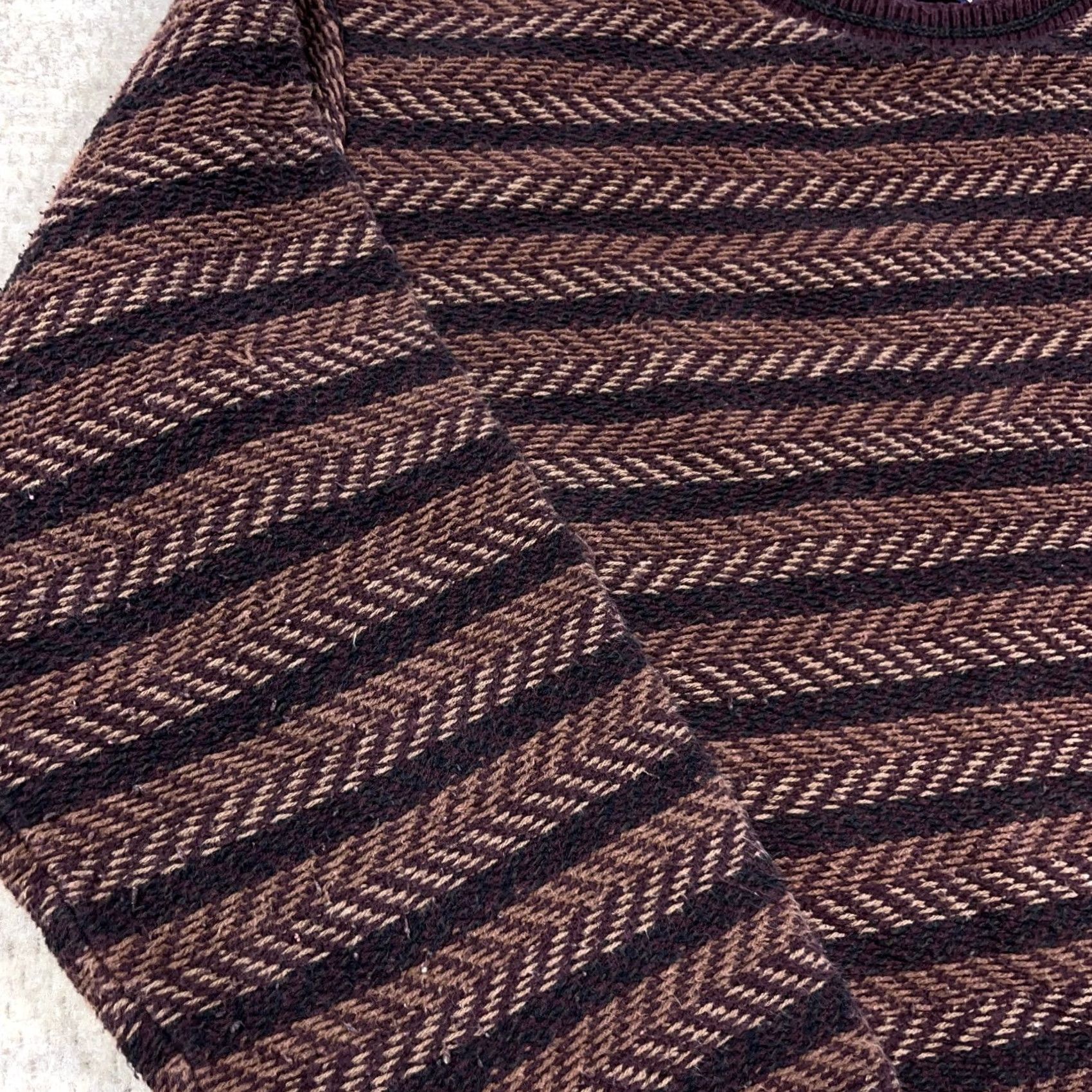 Vintage VINTAGE Grandpa Sweater Men XL Maroon Heavy Knit Herringbone Geometric 90s USA Crew Neck Pullover Size US XL / EU 56 / 4 - 7 Thumbnail
