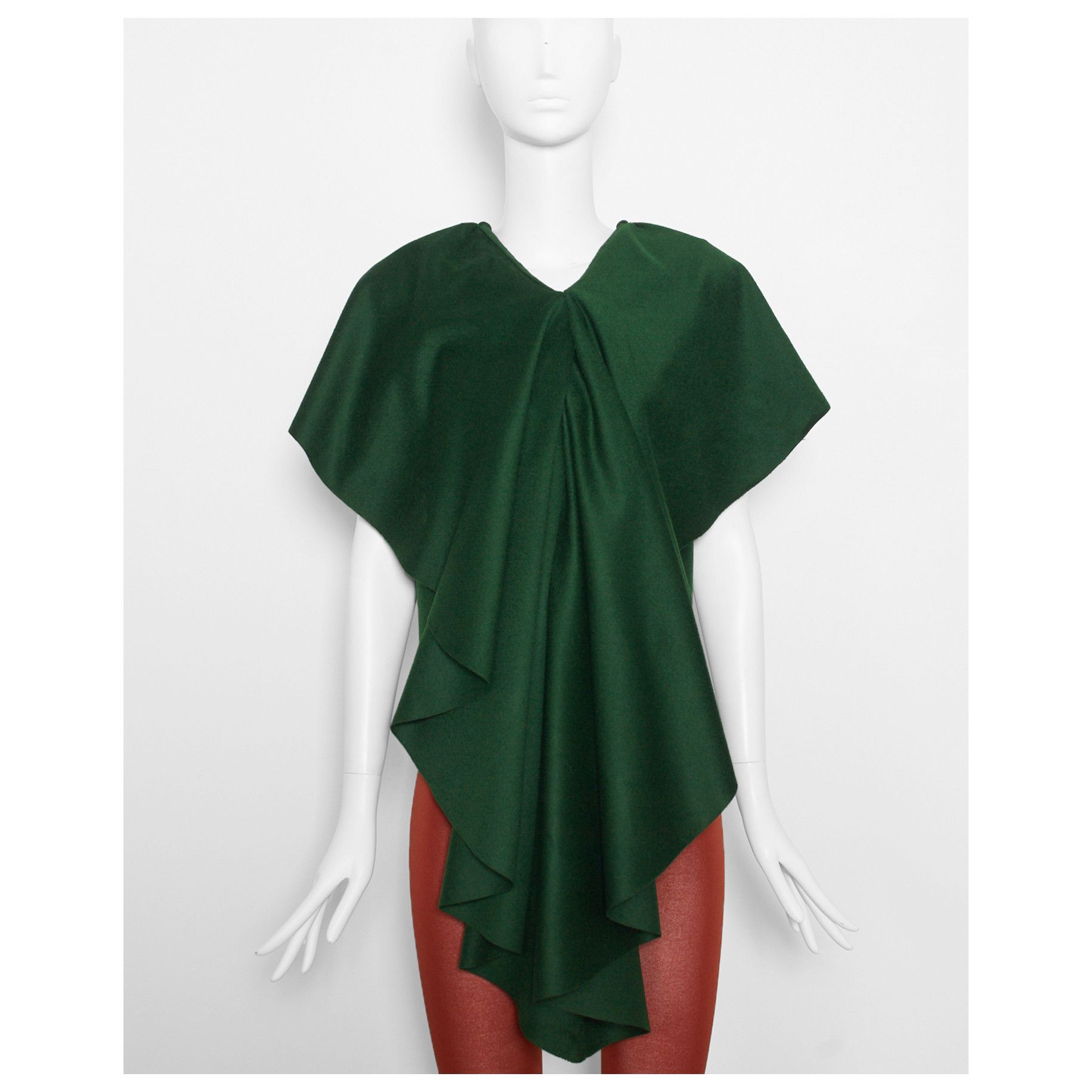 Bernhard Willhelm vintage 1999 green BERNHARD WILLHELM loden wool draped top Size S / US 4 / IT 40 - 1 Thumbnail