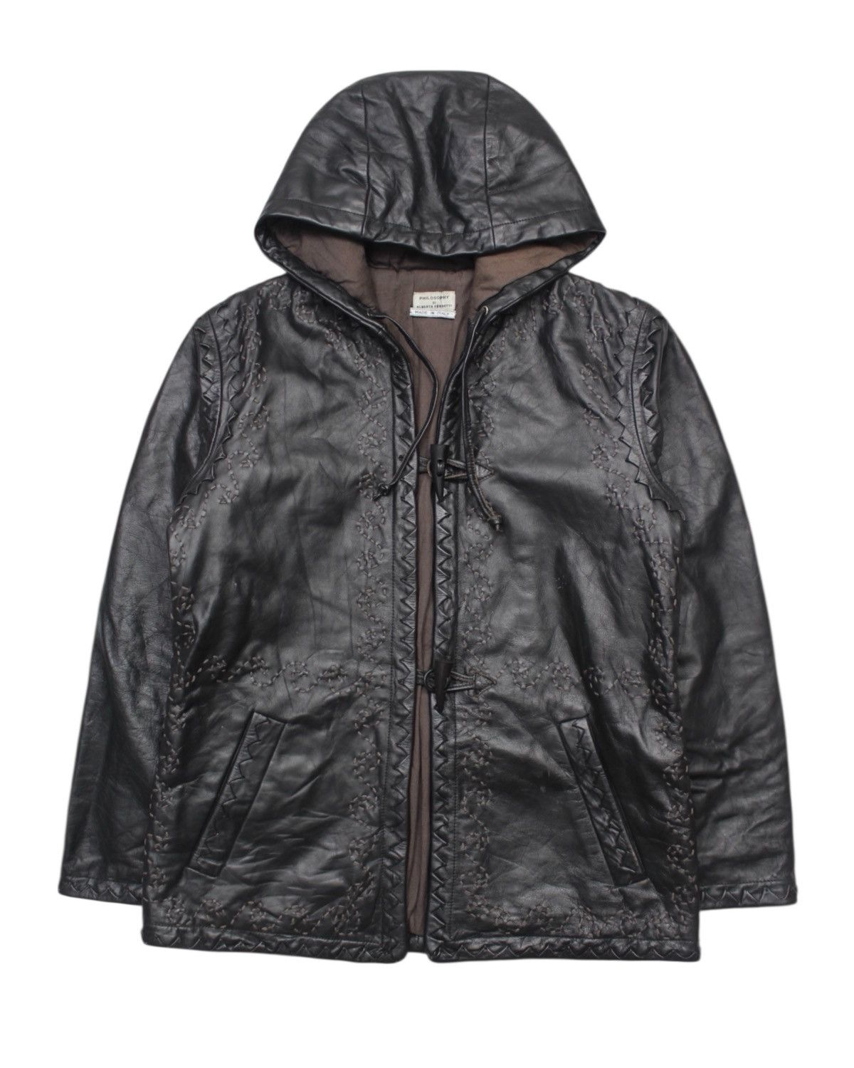 Alberta Ferretti 1990S PHILOSOPHY DI ALBERTA FERRETTI LEATHER HOODED COAT Size US L / EU 52-54 / 3 - 1 Thumbnail
