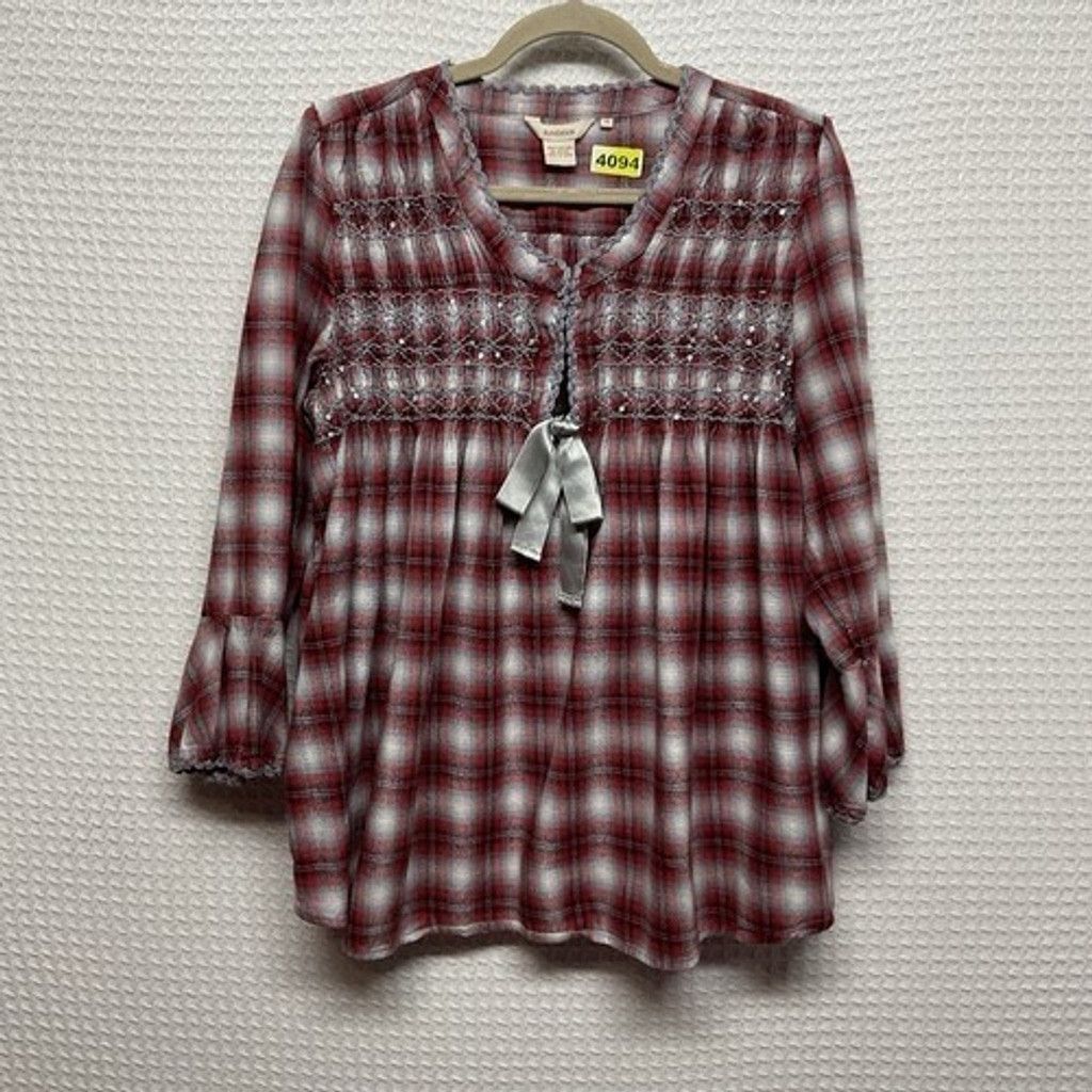 Other Sundance Lace Sequin Trim Flannel Baby Doll Blouse Women M Size M / US 6-8 / IT 42-44 - 1 Thumbnail