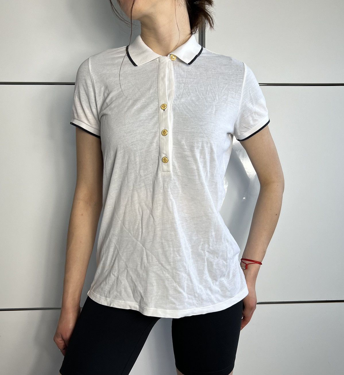 Moncler Polo Shirt Moncler White Logo Buttons Size M / US 6-8 / IT 42-44 - 1 Thumbnail